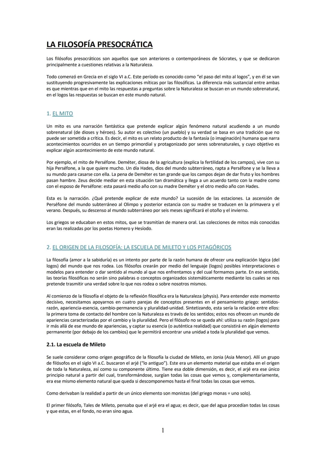 # LA FILOSOFÍA PRESOCRÁTICA
Los filósofos presocráticos son aquellos que son anteriores o contemporáneos de Sócrates, y que se dedicaron
pr