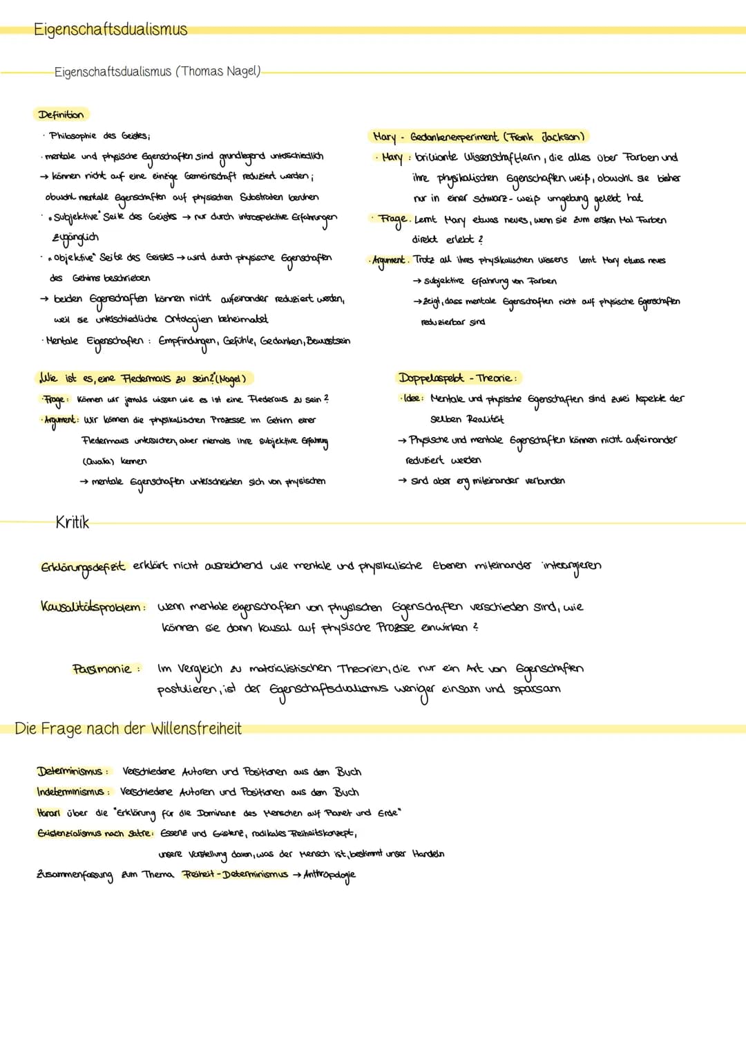 # PHILOSOPHIE B-TEST 2. SEMESTER
Substanzdualismus
Leib Seele-Problem bei Descartes:
| Seele Geist verstand | Leib - Körper | Res cogitans
