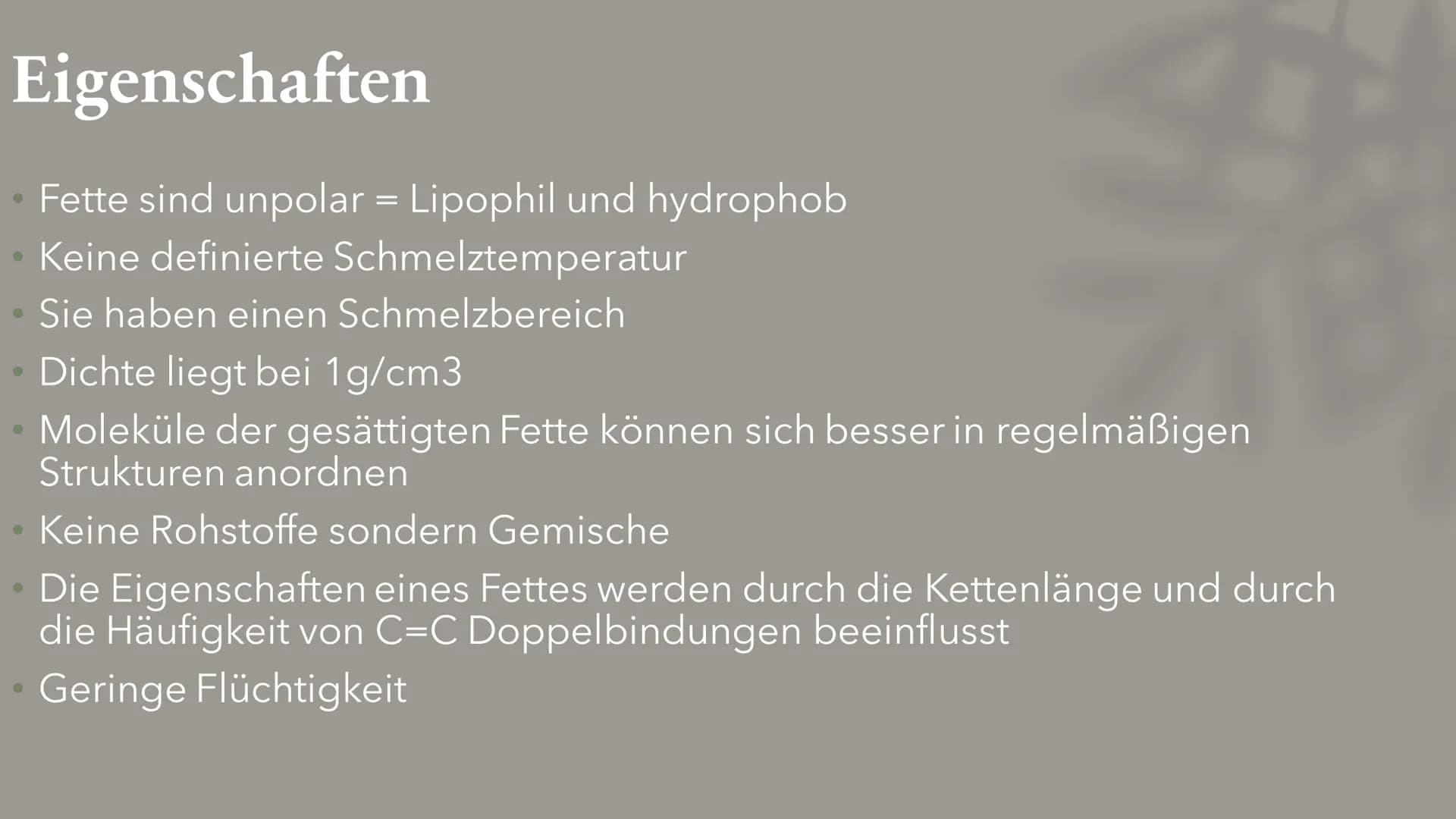 # Fette&Fettsäuren
Berfin Cepik
13ch1
Abbildung 1 Was sind Fettsäuren
Was sind Fette?
Aufbau
Eigenschaften
Funktion
Vorkommen
Gliederung