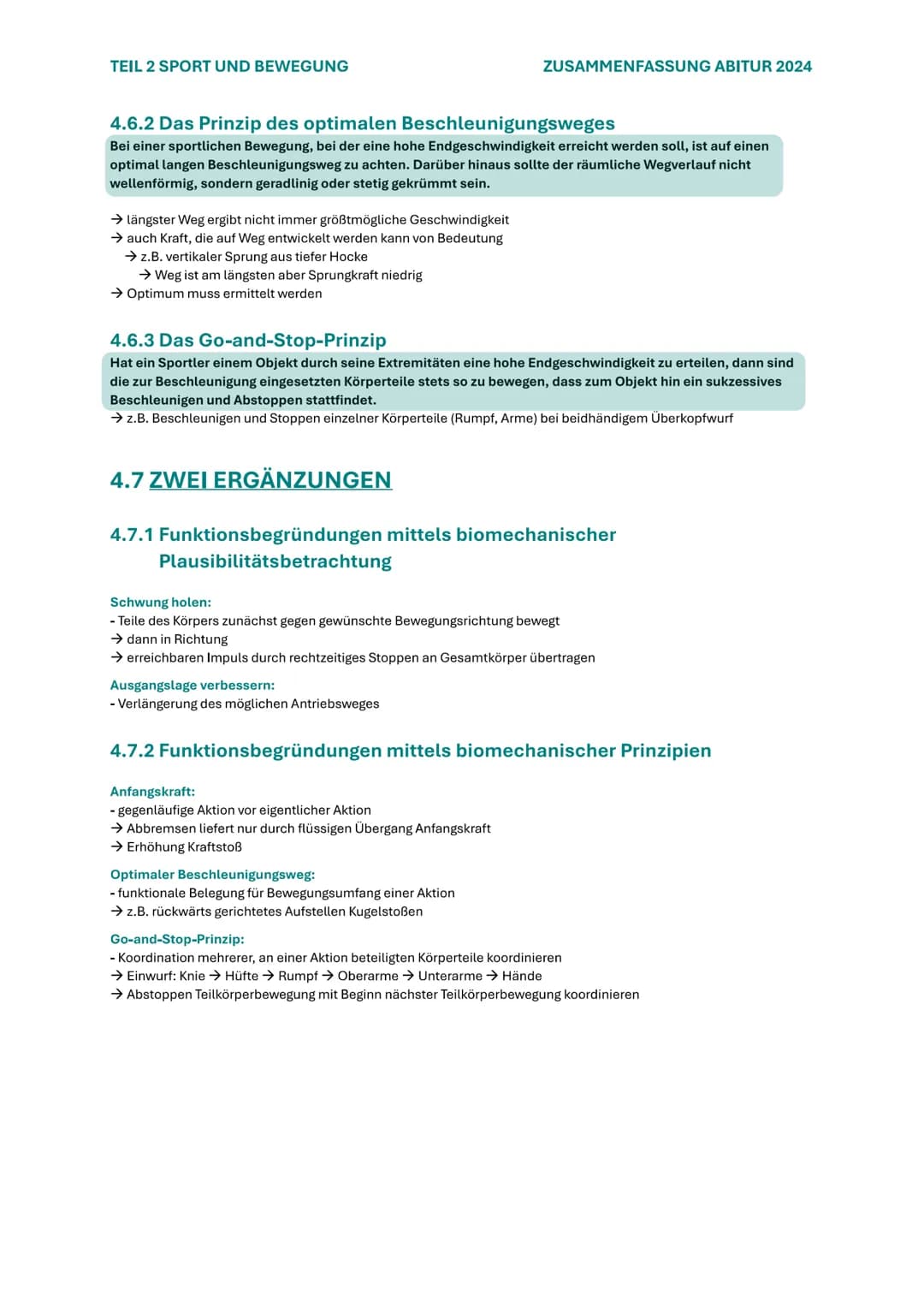 TEIL 2 SPORT UND BEWEGUNG
ZUSAMMENFASSUNG ABITUR 2024
# 4. SPORTLICHE BEWEGUNGEN BIOMECHANISCH
## ANALYSIEREN
### 4.1 GRUNDLEGENDE BEWEGUN