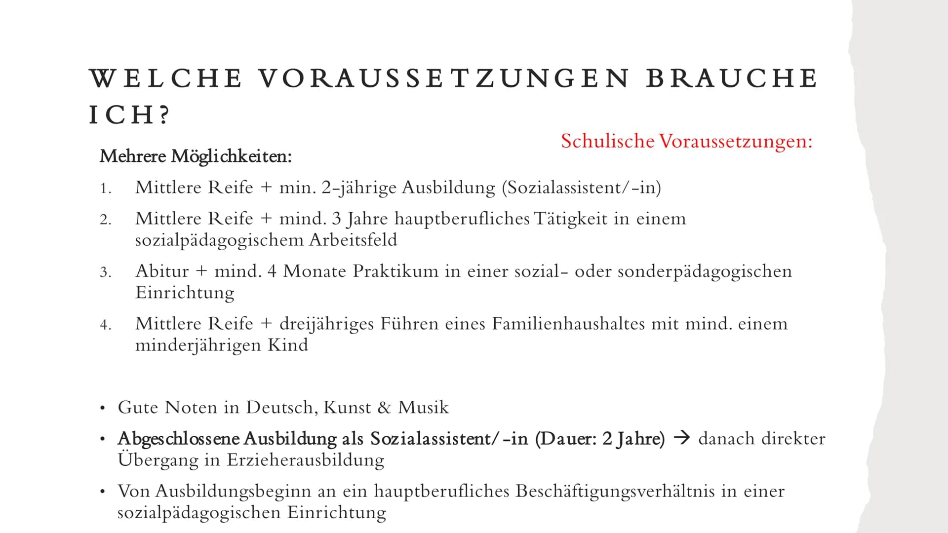Der Beruf von
ERZIEHERN/ERZIEHERINNEN # THEMEN UNSERER PRÄSENTATION
* Voraussetzungen für den Beruf
* Die Ausbildung (Dauer, Lerninhal
