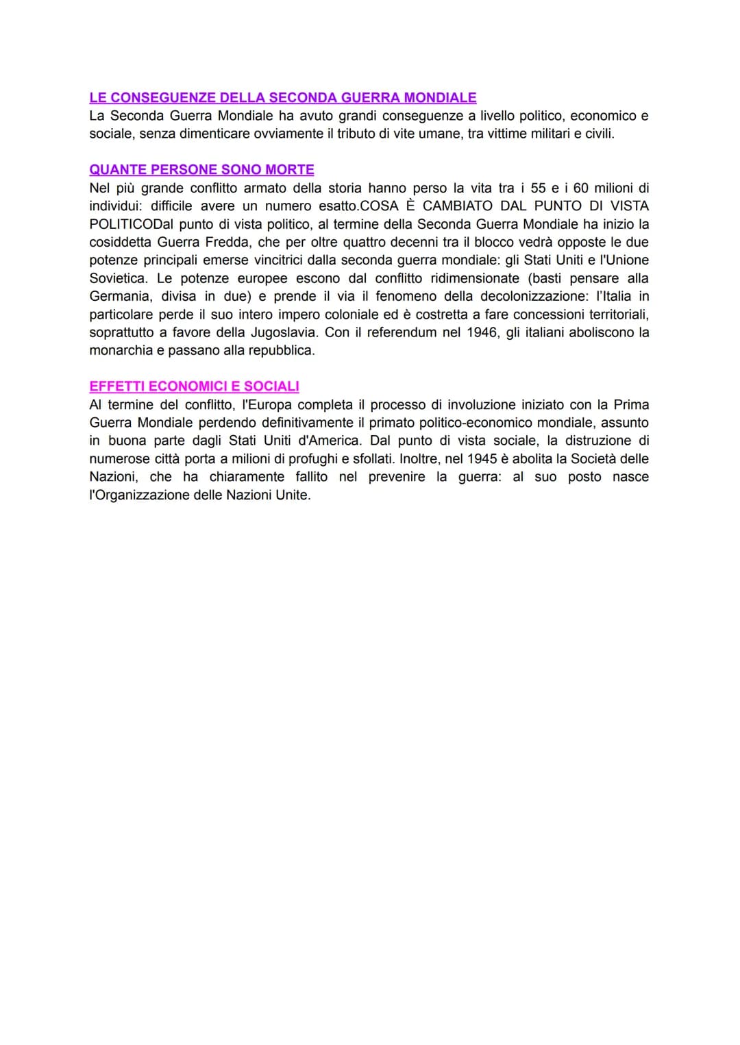 # LA SECONDA GUERRA MONDIALE
La Seconda Guerra Mondiale è stato il più grande conflitto armato della storia: tra l'1
settembre 1939 e il 2