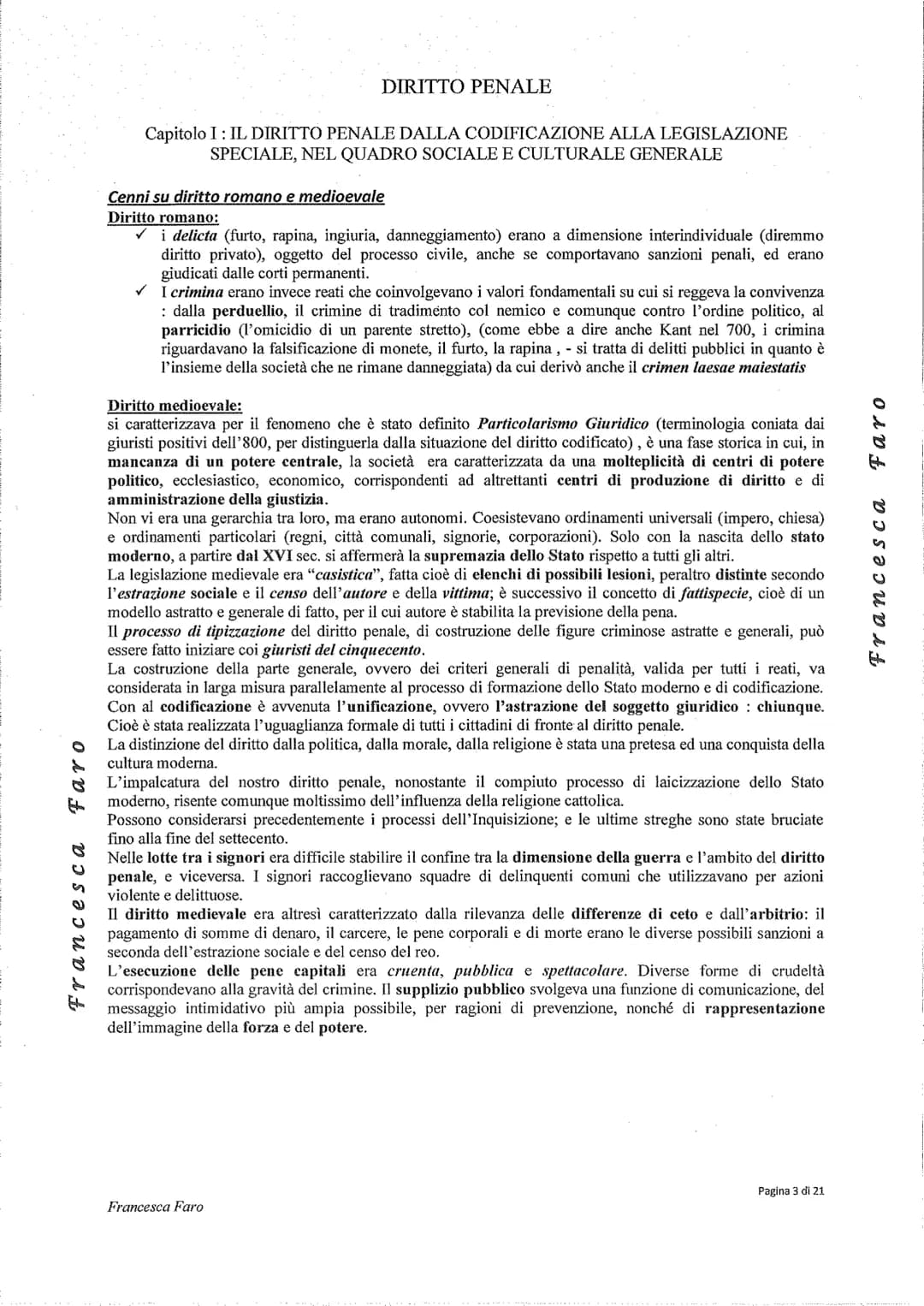 # DIRITTO PENALE
Capitolo I: IL DIRITTO PENALE DALLA CODIFICAZIONE ALLA LEGISLAZIONE
SPECIALE, NEL QUADRO SOCIALE E CULTURALE GENERALE
Pre