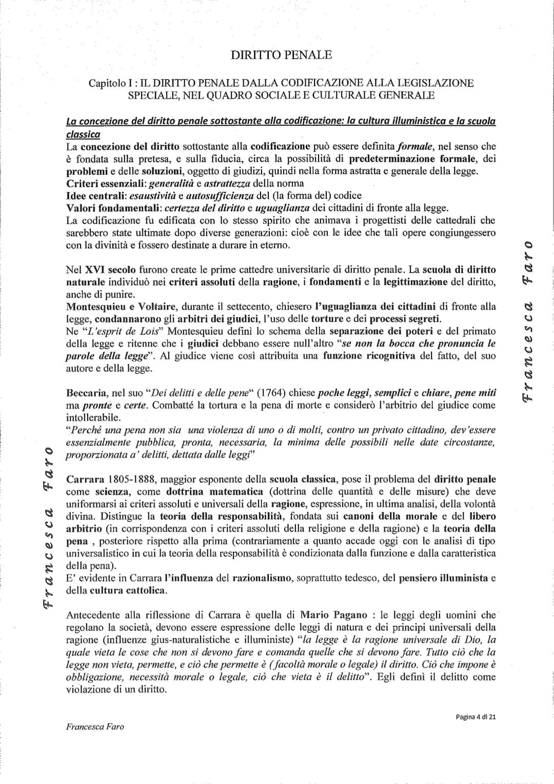 # DIRITTO PENALE
Capitolo I: IL DIRITTO PENALE DALLA CODIFICAZIONE ALLA LEGISLAZIONE
SPECIALE, NEL QUADRO SOCIALE E CULTURALE GENERALE
Pre