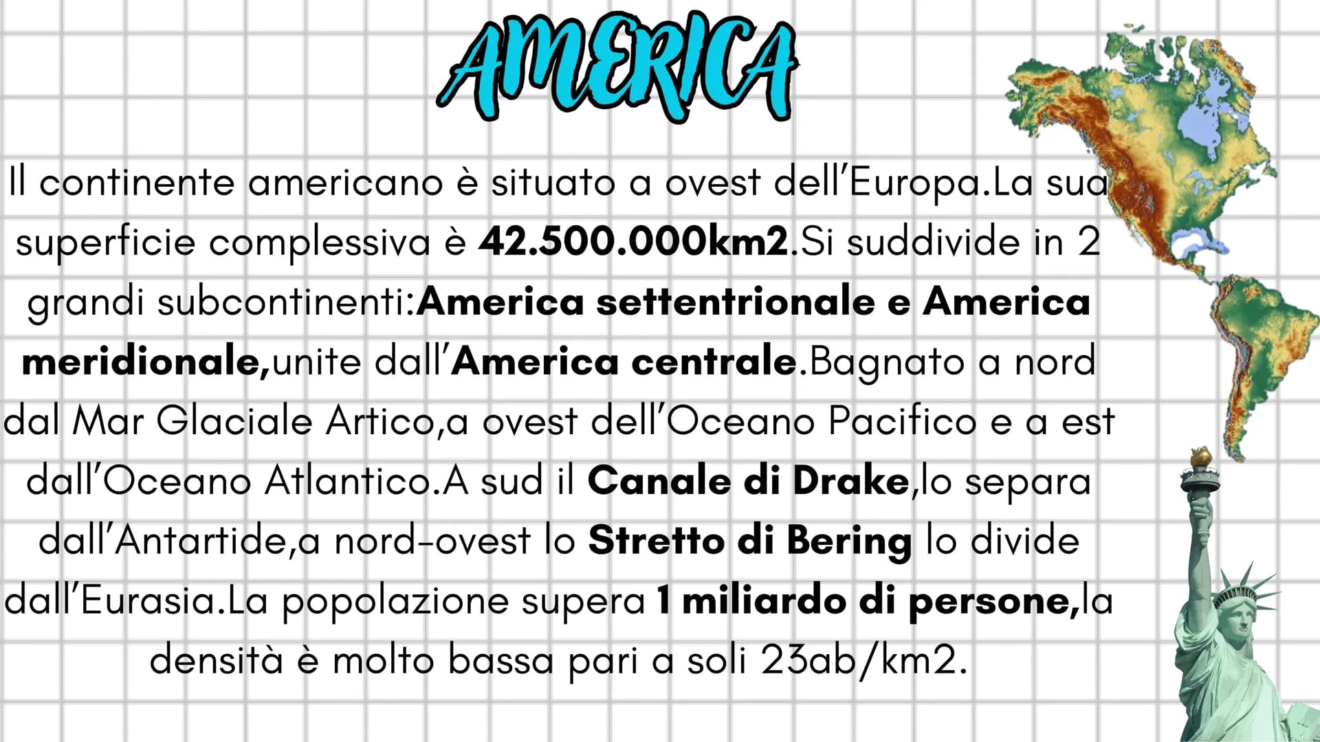 # I CONTIMENT
Il continente è un enorme blocco di terre emerse circondato da
acqua.l continenti sono 6:
-Europa
-Asia
-America, divisa in