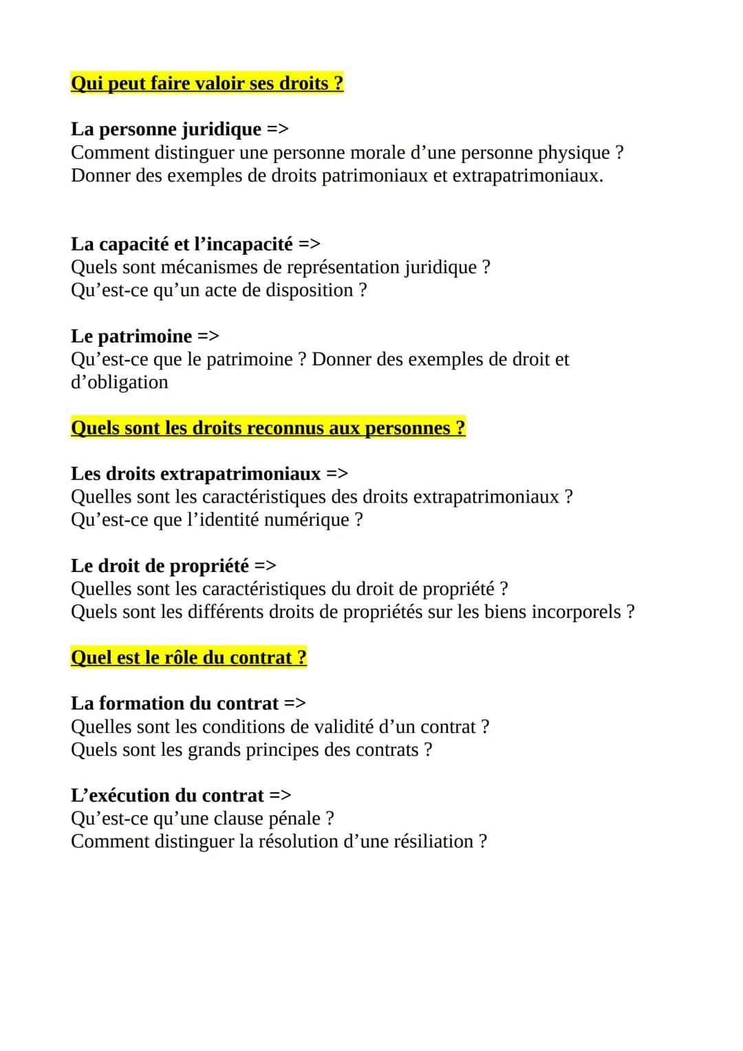 Exemples de sujet du grand oral du bac :
STMG
DROIT
Qu'est-ce que le droit ?
Le droit et les fonctions du droit =>
Qu'est-ce que la laïci