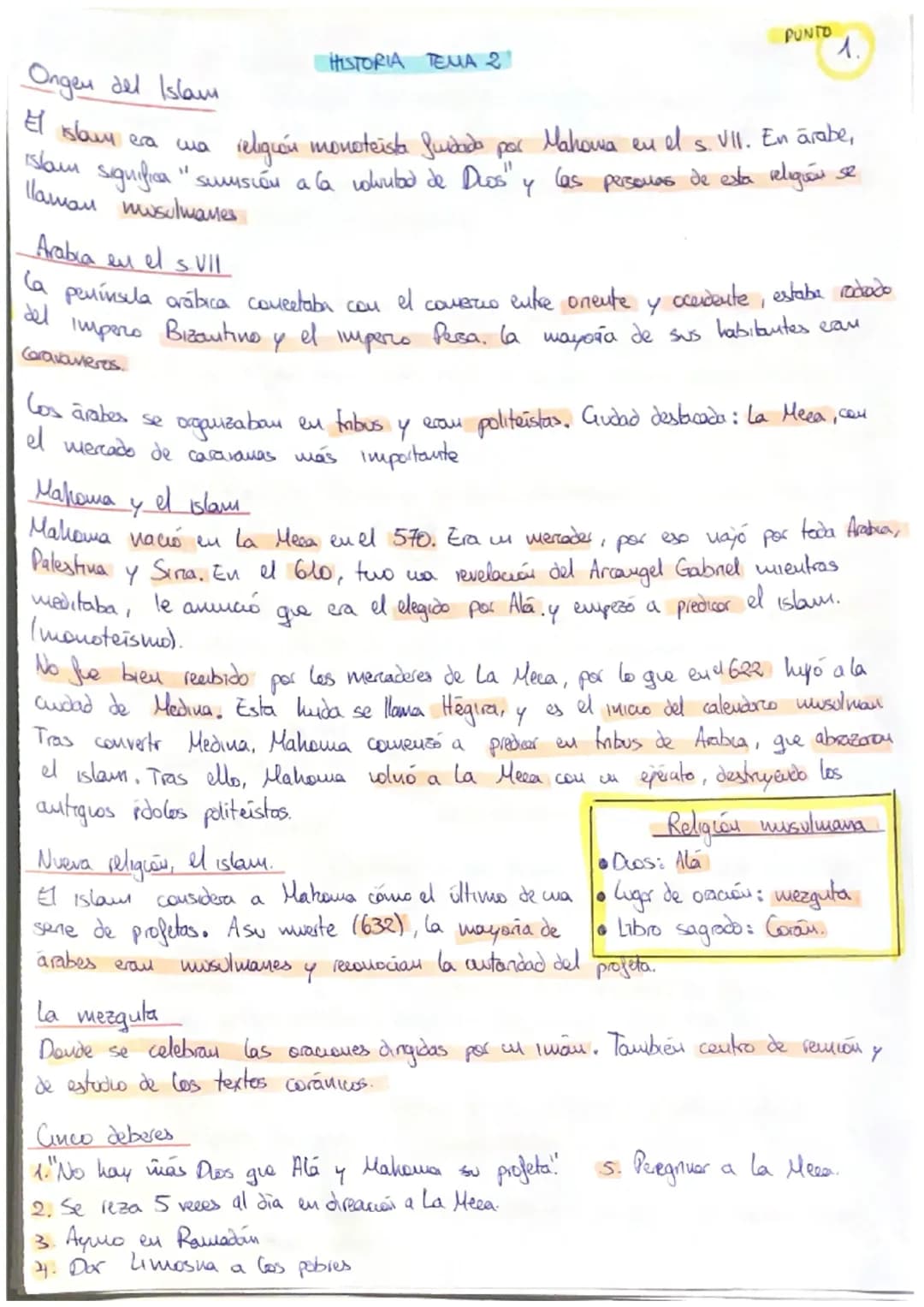 # Orgen del Islam
El islam era wa religión monoteista Suidado por Mahowa en el s. VII. En arabe,
Islam significa "sursión a la courubo de D