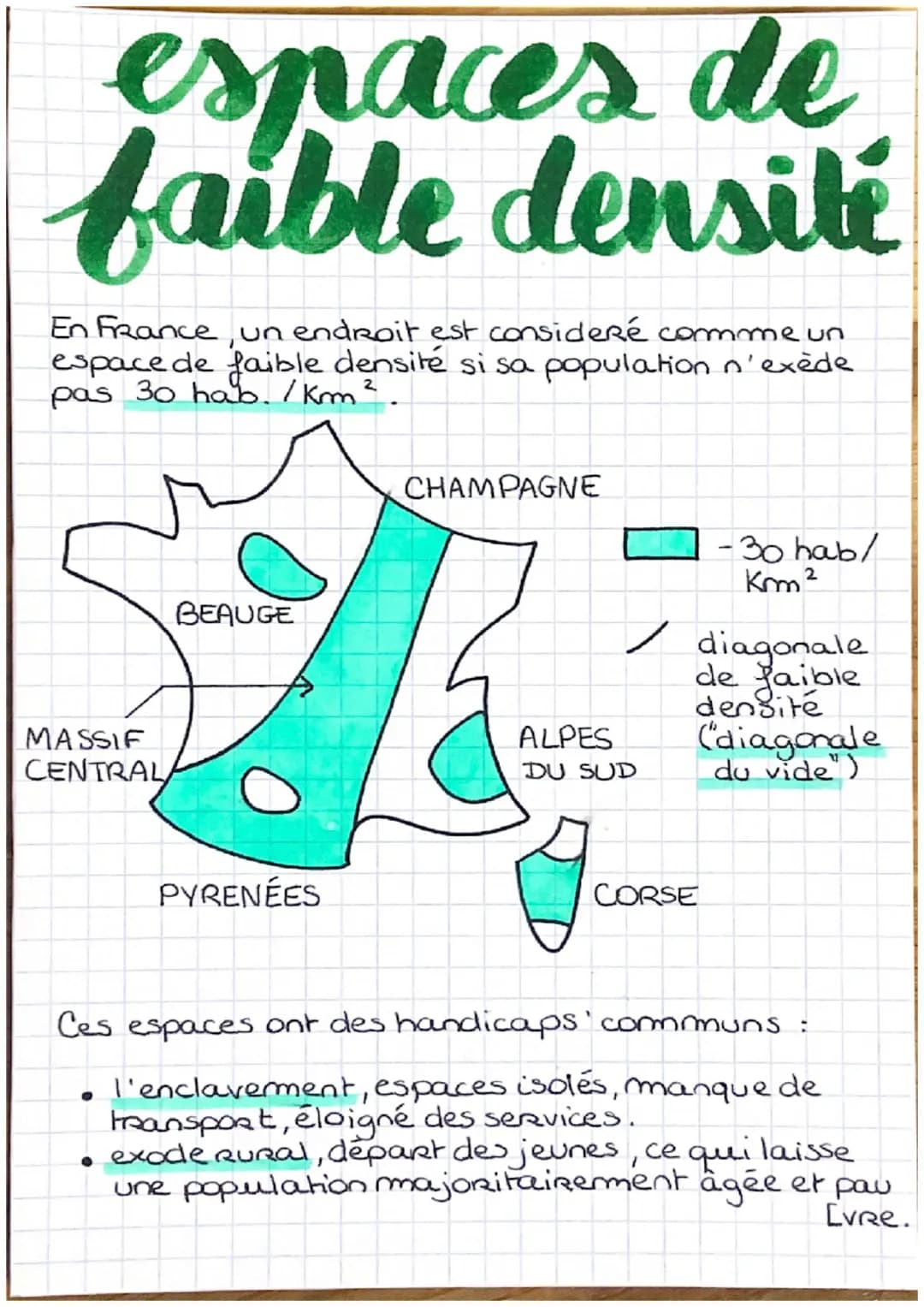 # espaces de
faible densité
En France, un endroit est consideré comme un
espace de faible densite si sa population n'exède
pas 30 hab./km²