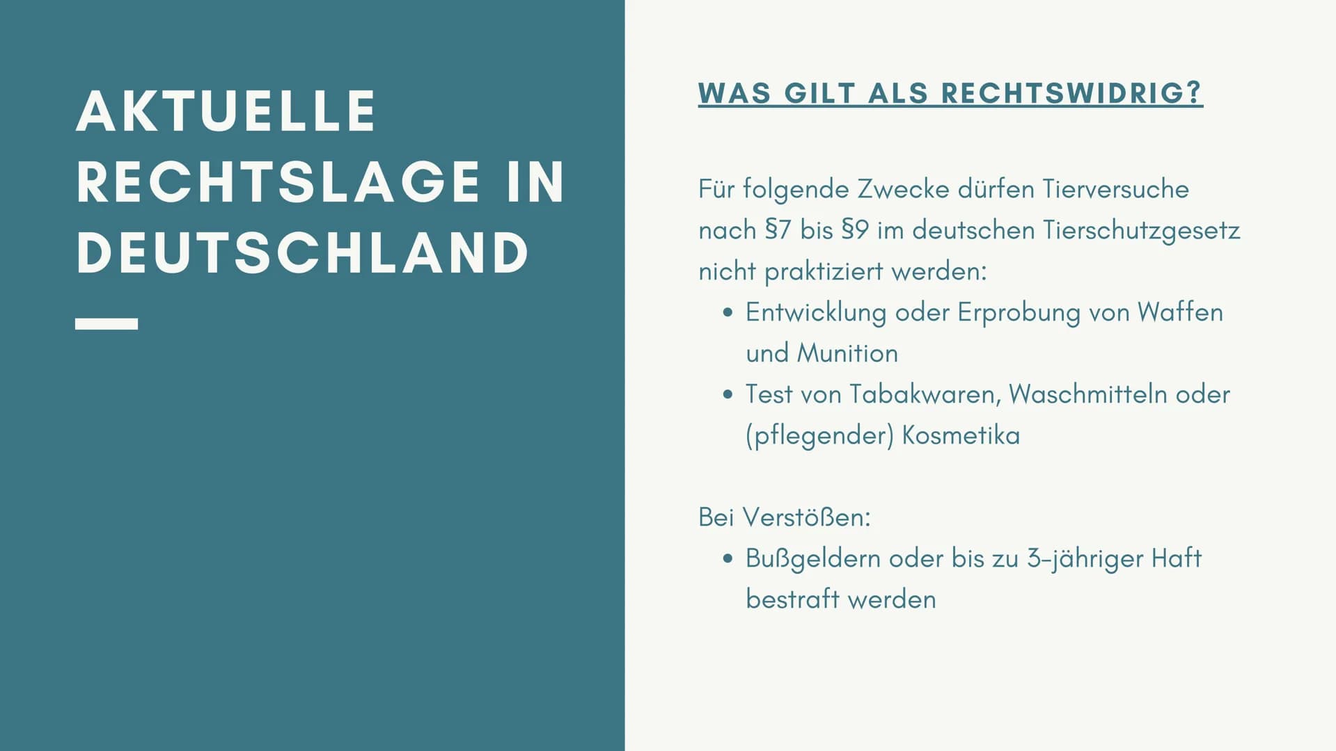 MSA-PRÄSENTATION
SIND
TIERVERSUCHE
MORALISCH
VERTRETBAR?
von ... # Gliederung
1 Definition und Zwecke
2 Aktuelle Rechtslage in Deutschla