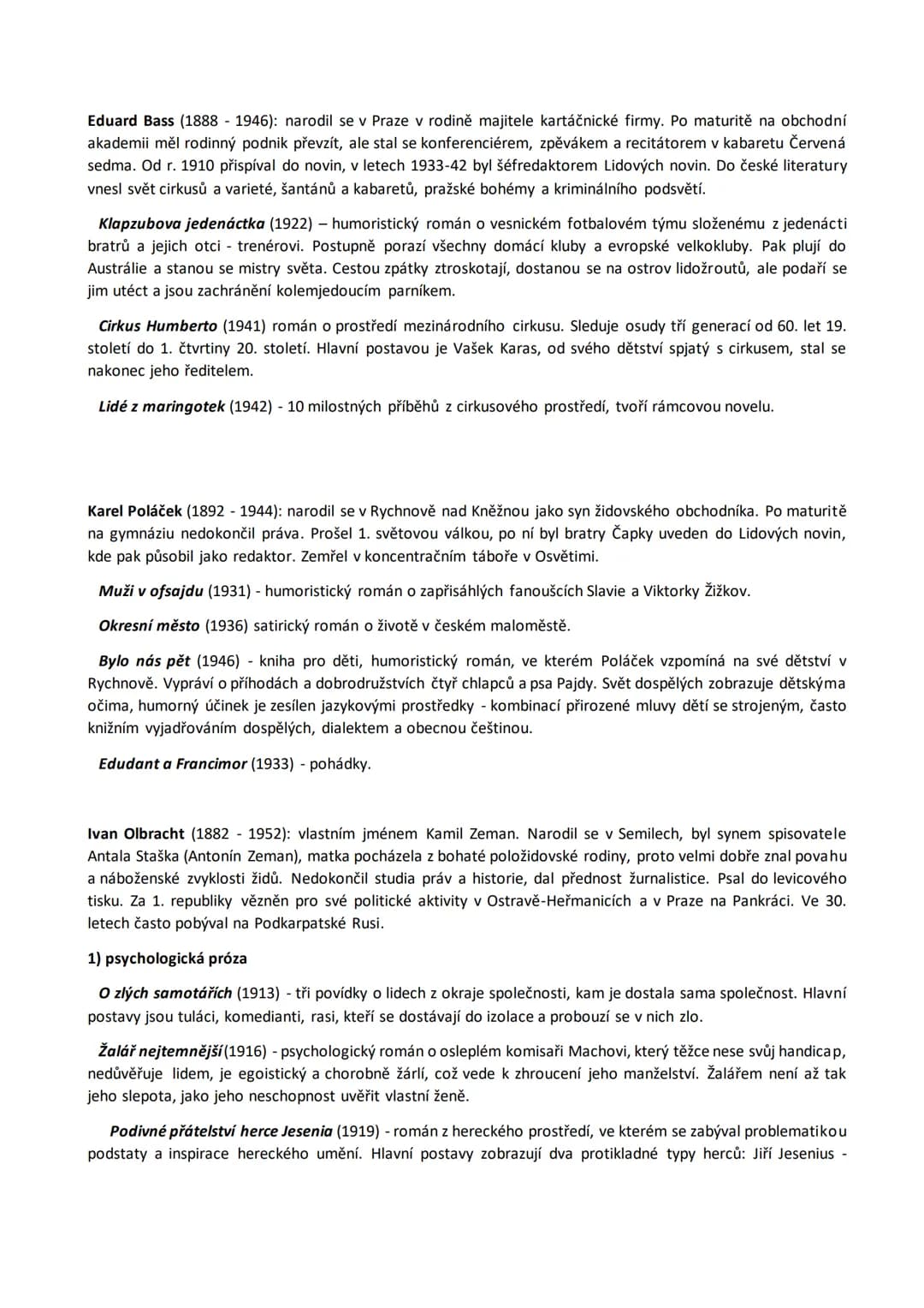# 12. Česká meziválečná literatura
## I. Poezie
Počátkem 20. let doznívají zážitky z války (V. Dyk, A. Sova, K. Toman). V první pol. 20. l