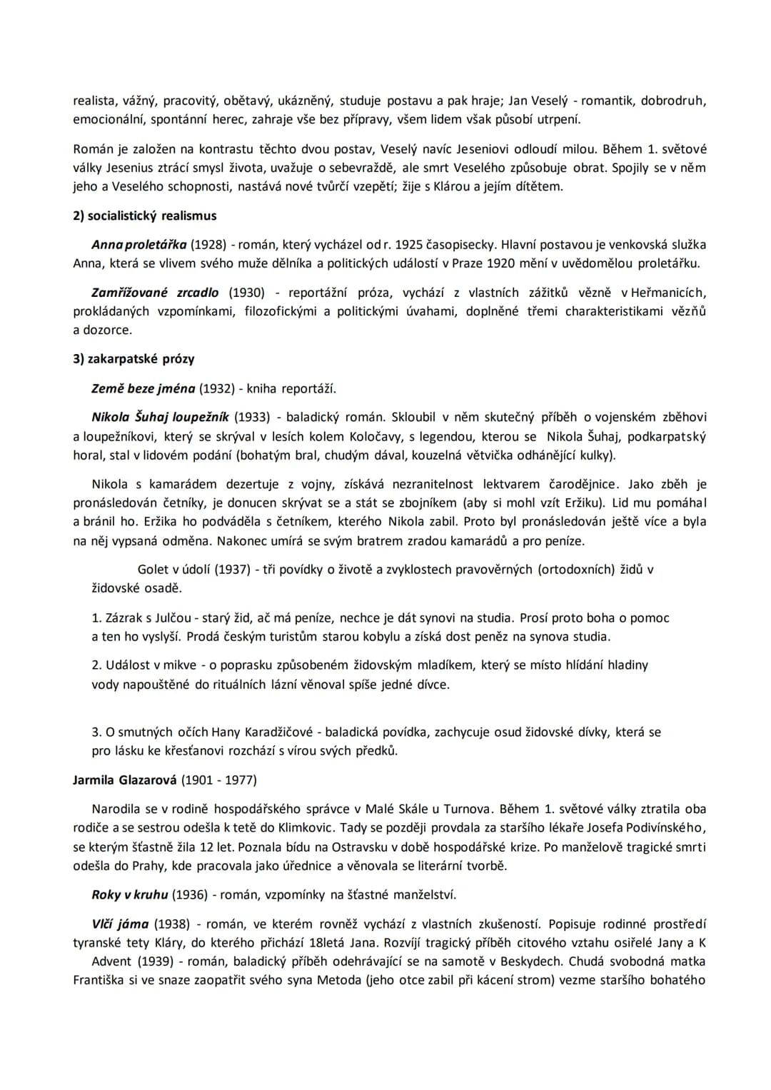 # 12. Česká meziválečná literatura
## I. Poezie
Počátkem 20. let doznívají zážitky z války (V. Dyk, A. Sova, K. Toman). V první pol. 20. l