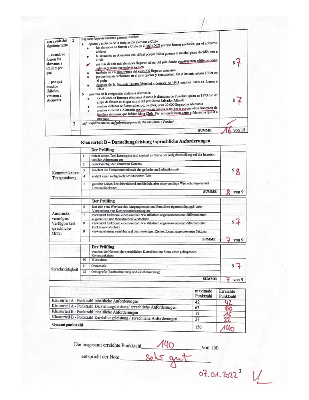 2. Klausur-Klausurteil A
Chile
Name: Asli Aychu
Klausurteil A: Sach- und Gebrauchstext
Aufgabenart A1: Textaufgabe mit analytisch-interpre