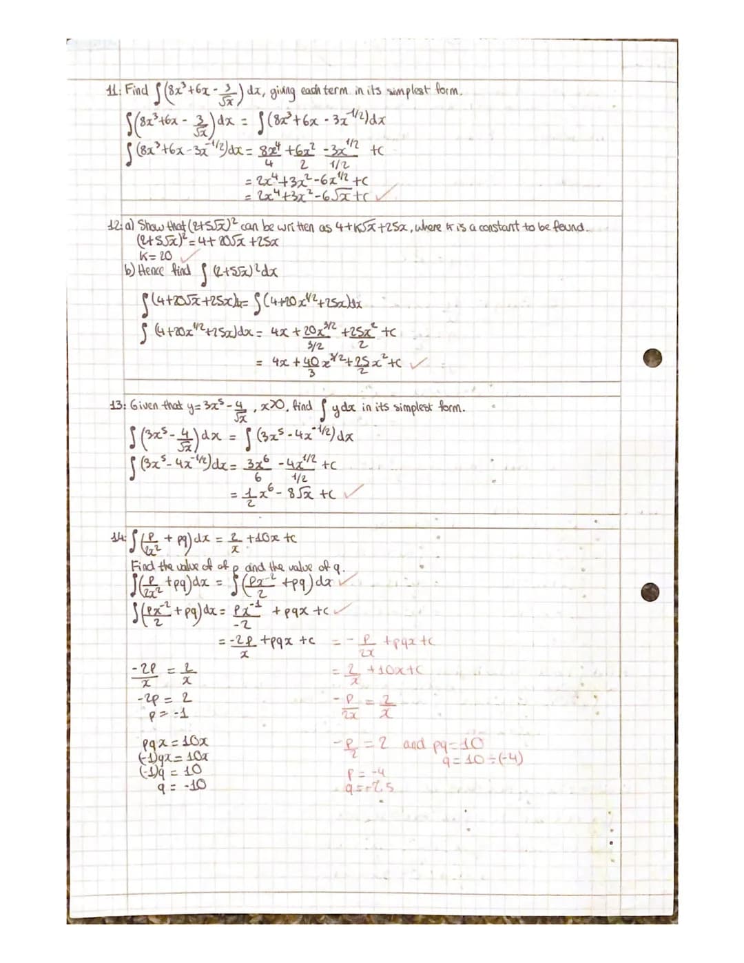 26/01/21
# Integrating $x^n$
* reverse process of differentiation aka 'antidifferentiation'
* wherever you integrate, you +c at the end