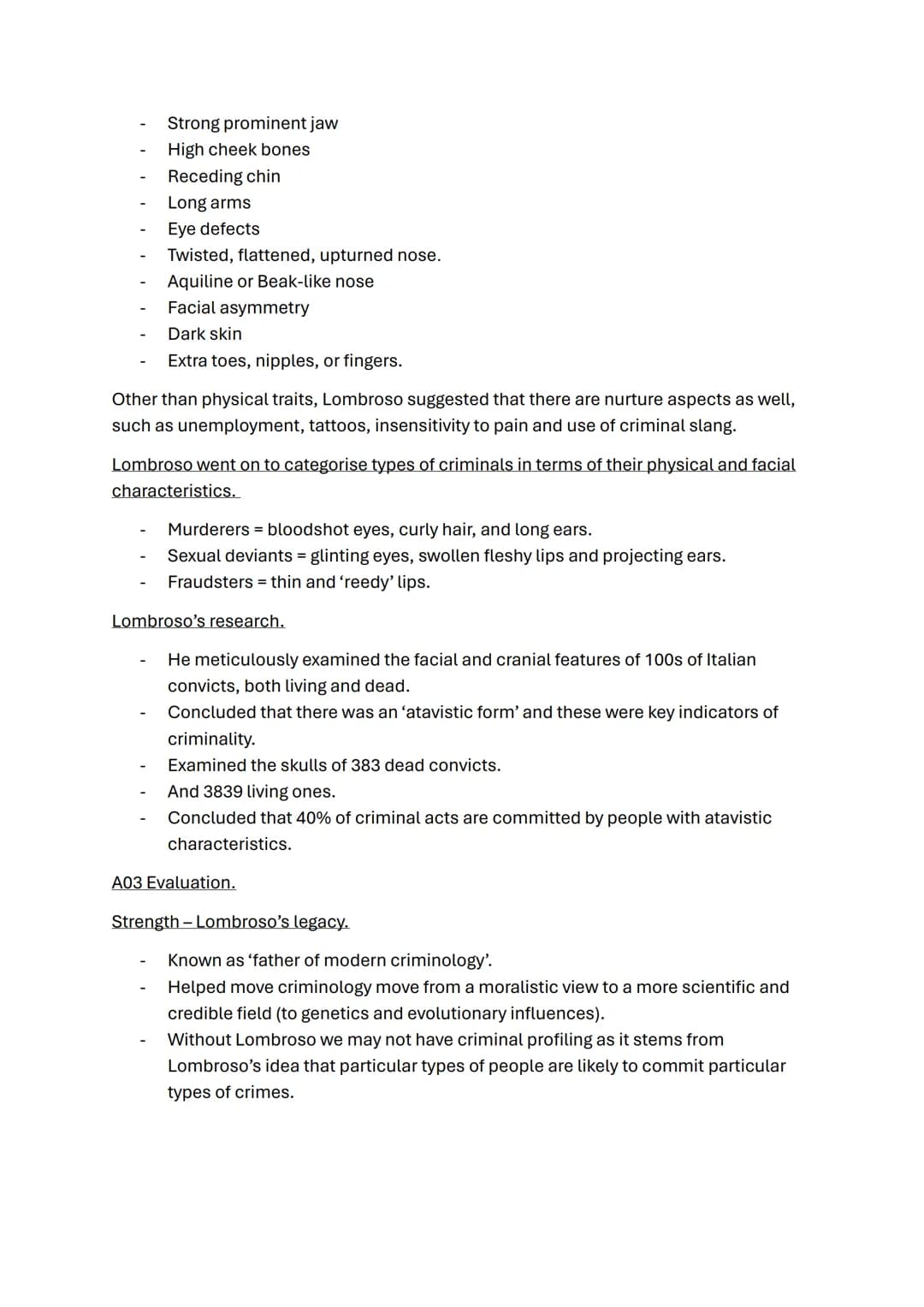 Forensic psychology topic notes
A01-What is crime?
- Crime can be defined as any act which breaks the law and therefore warrants
some form