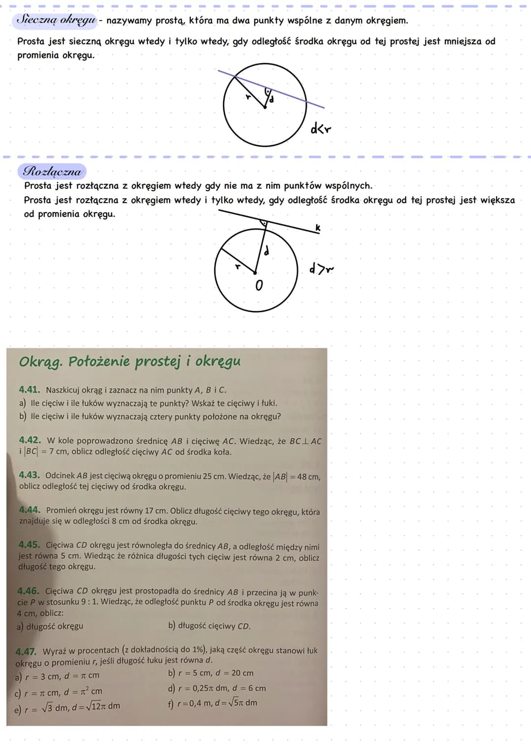 # Powtórzenie wiadomości z geometrii z klasy 1
Symetralną odcinka - nazywamy prostą prostopadłą do tego odcinka, dzielącą go na dwie równe