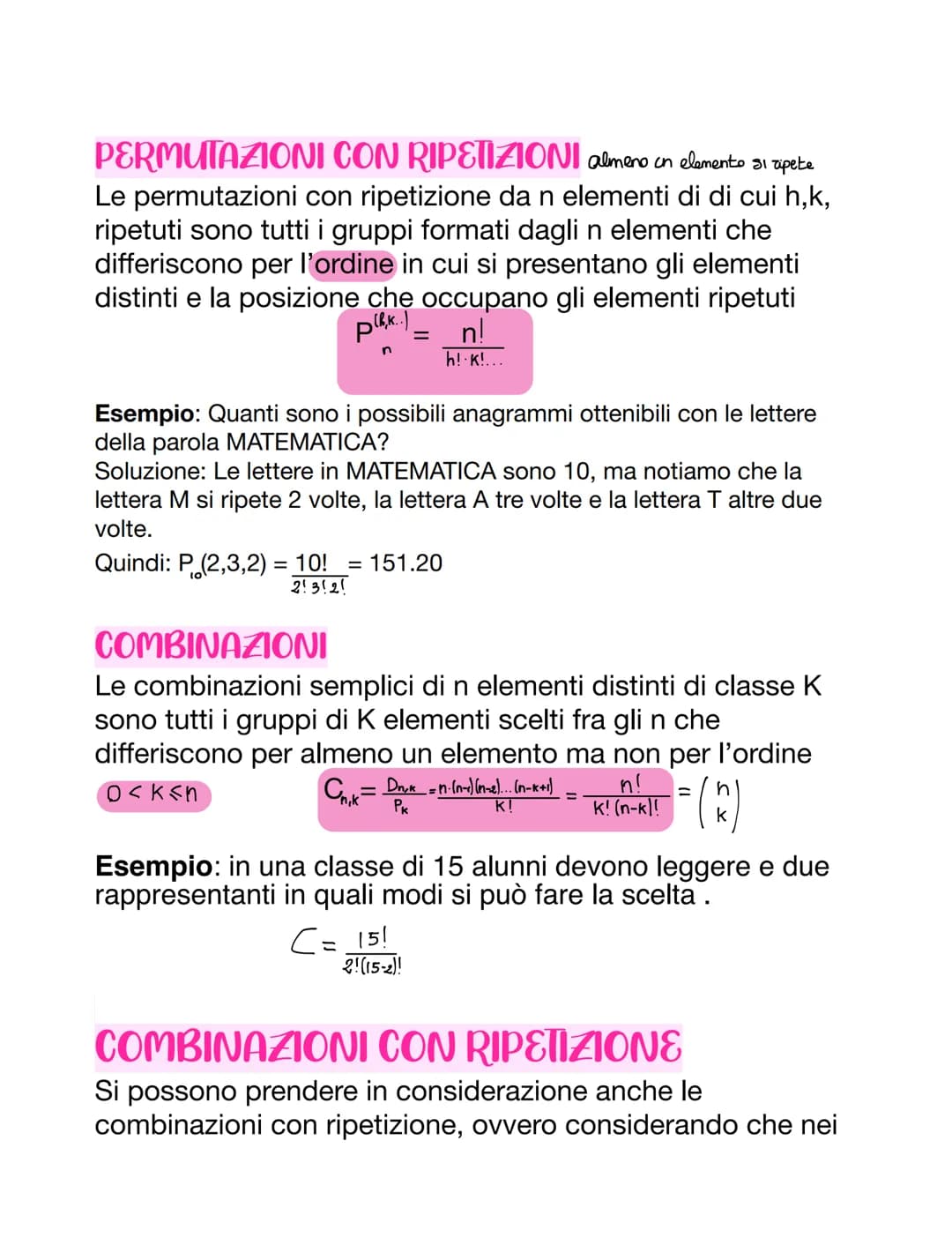 # CALCOLO COMBINATORIO
## DISPOSIZIONI SEMPLICI
Le disposizioni semplici di n elementi distinti di classe k,
con 0<k<n, sono tutti gruppi d