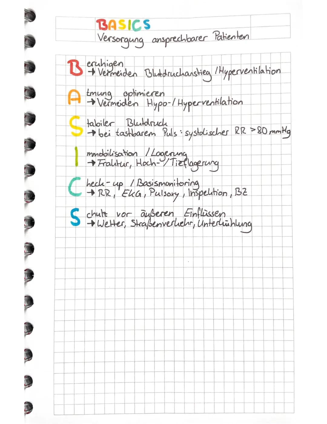 XABCDE - Schema
Vorgehensweise Patientenuntersuchung
EX sanguination
→Abbinden
Airway
→ Ansprechbar ?
Breathing
→ Fühlen, Sehen, Hören, Saue