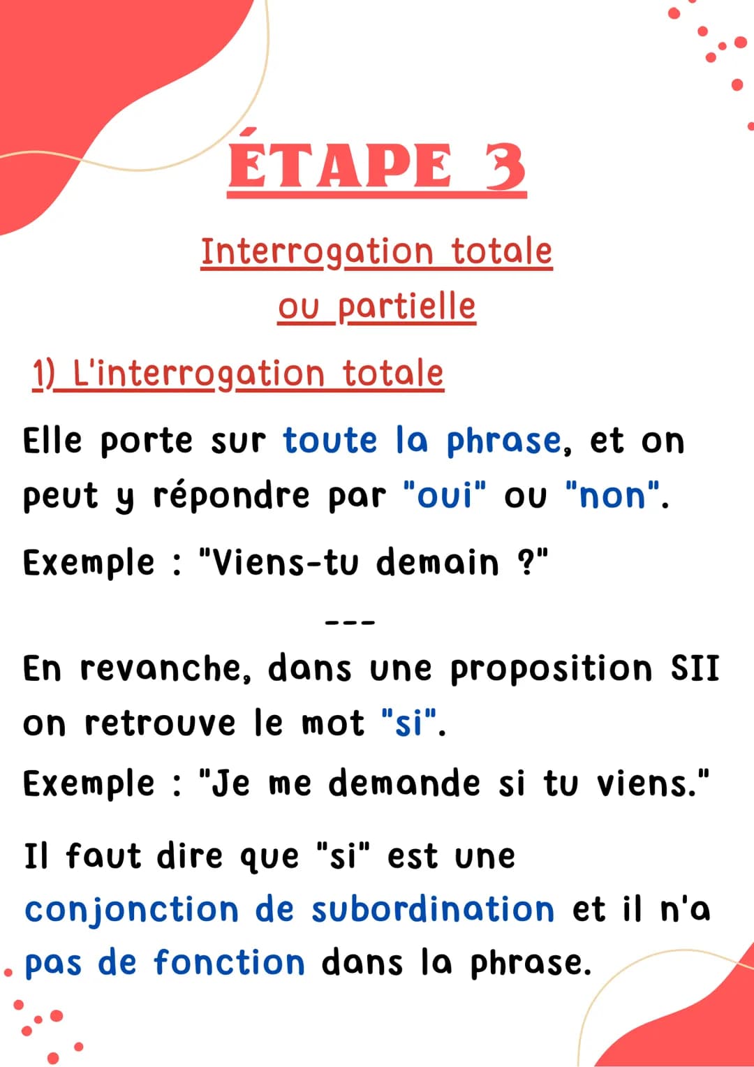 # INTERROGATION
Français
BAC DE FRANÇAIS # ÉTAPE 1
Donner la définition de
l'interrogation
L'interrogation est la mise en débat
de la va
