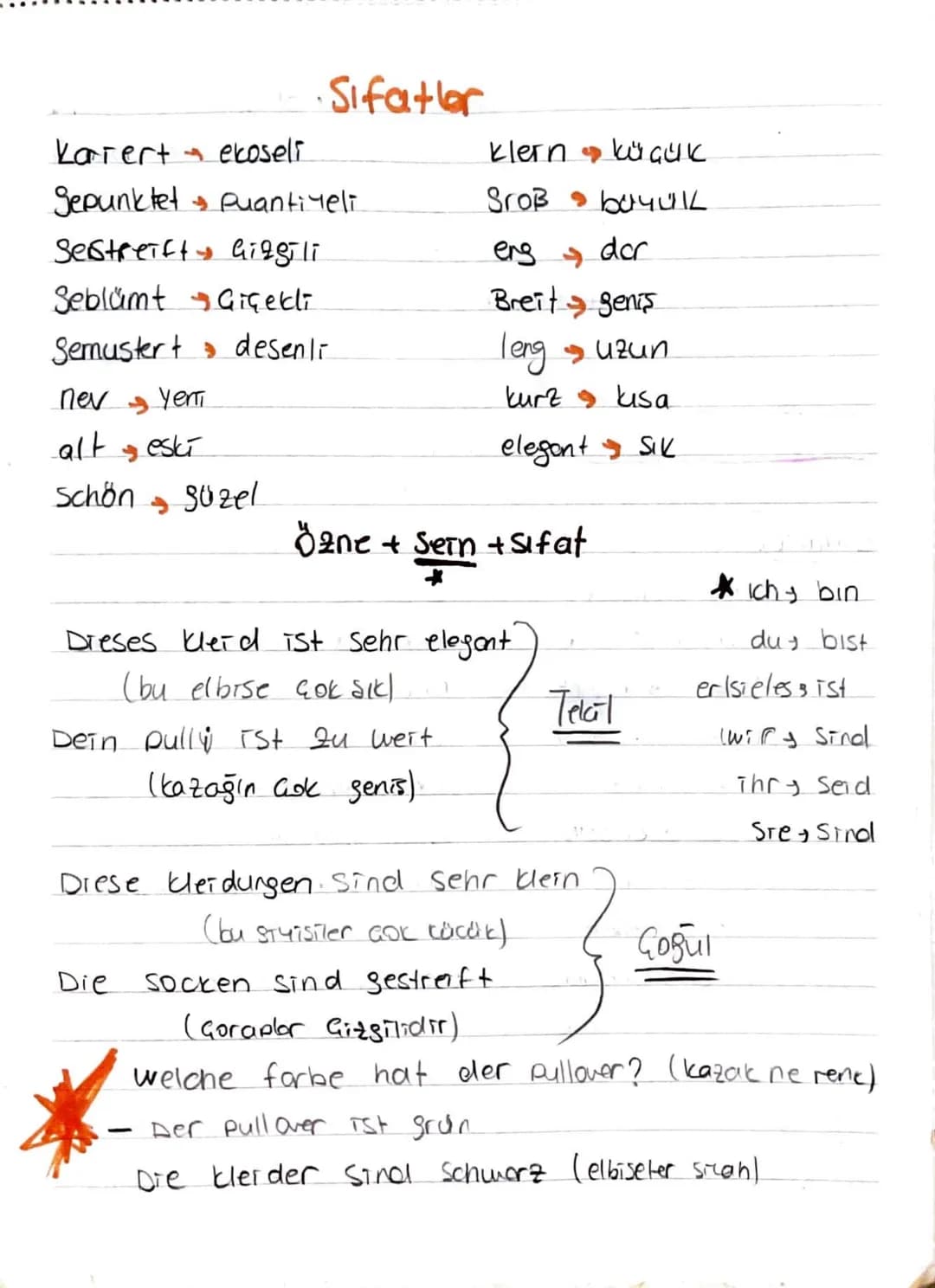 # Sifatler
Karert ekoseli
Sepunktet Puantiyeli
Sestreift Gizgili
Seblämt Giçekli
Semustert desenli
nev Yerri
alt eski
klern küсик
S