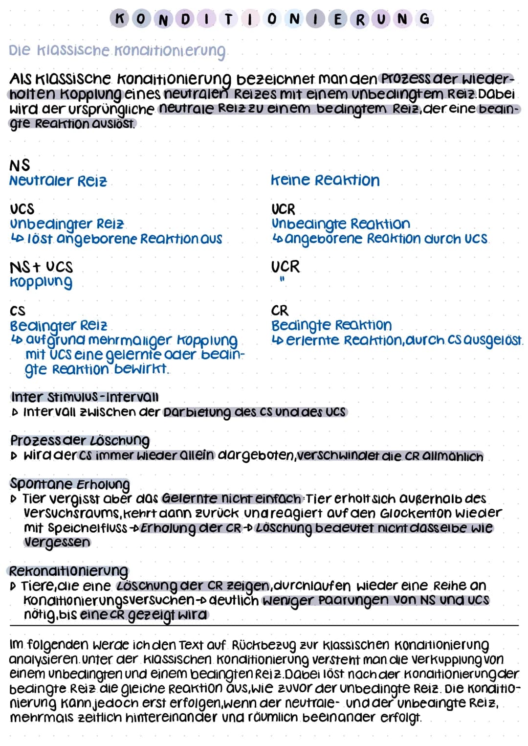 # KONDITIONIERUNG
Die klassische Konditionierung
AIS Klassische konditionierung bezeichnet man den Prozess der wieder-
holten Kopplung ein