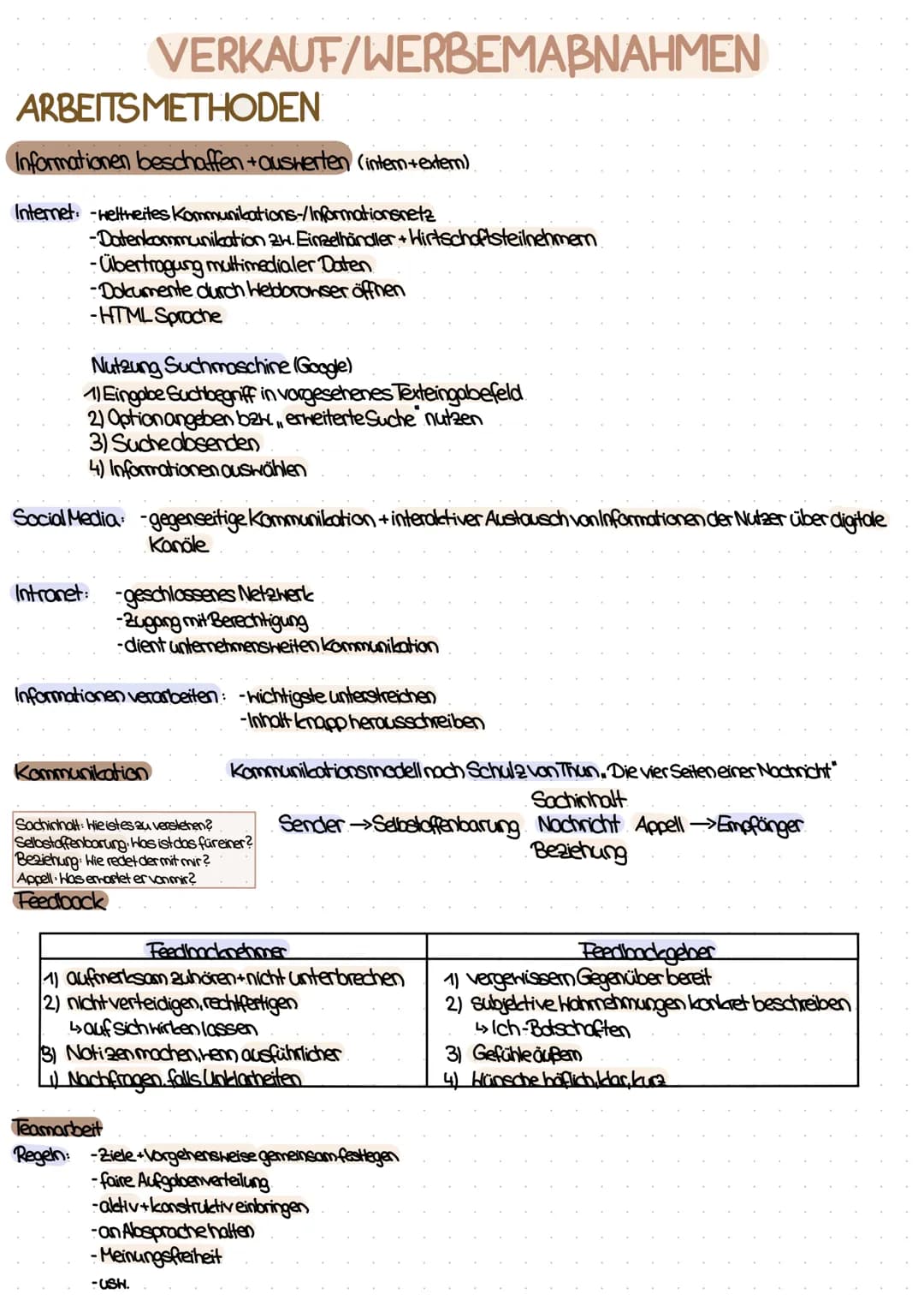 Verkauf/Herbstmaßnahmen, Jan. 50.13A # VERKAUF/WERBEMABNAHMEN
# ARBEITSMETHODEN
Informationen beschaffen + auswerten (intern+extem)
Inter