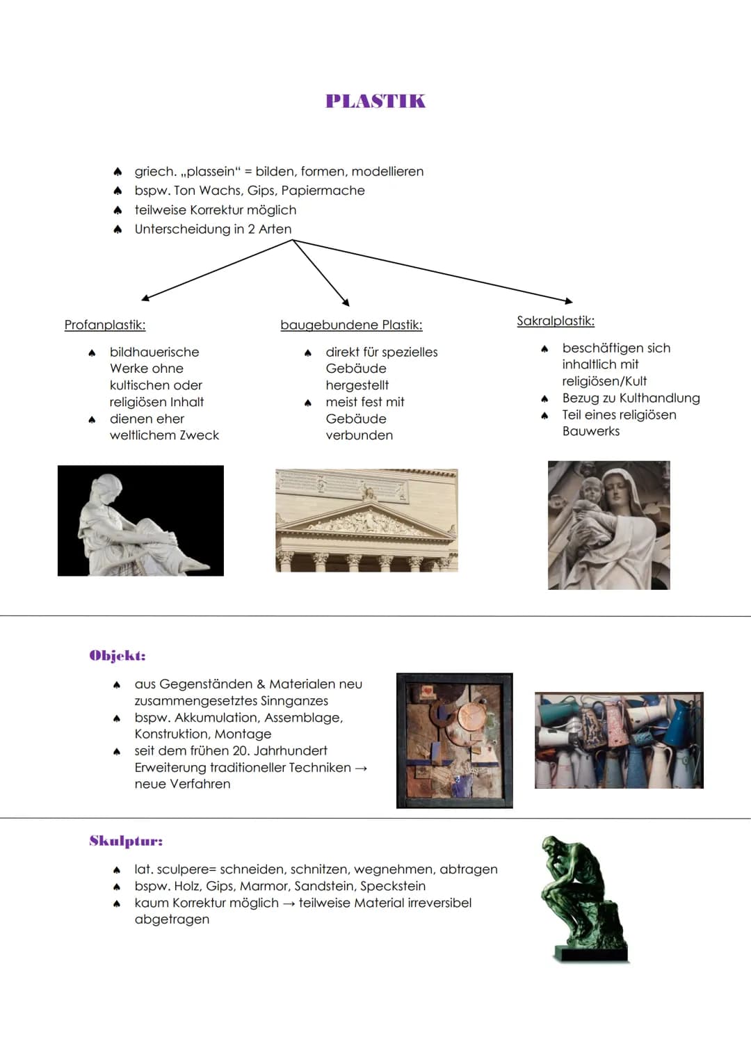 # PLASTIK
▲ griech.,,plassein" = bilden, formen, modellieren
▲ bspw. Ton Wachs, Gips, Papiermache
▲ teilweise Korrektur möglich
▲ Unters