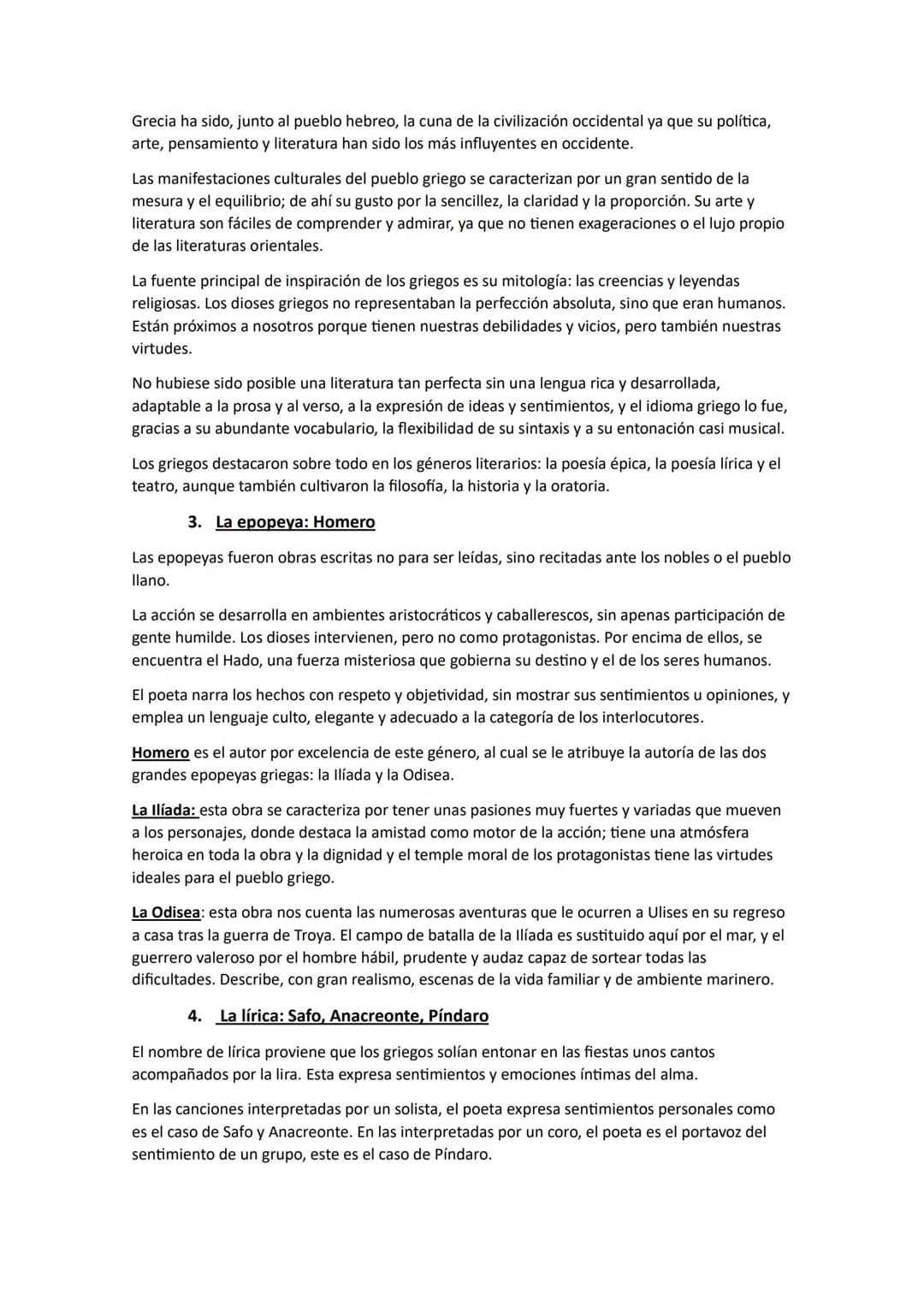 Literatura Universal.
TEMA 2: La literatura griega: características, géneros, autores y obras
principales.
1. Contexto histórico de Grecia
