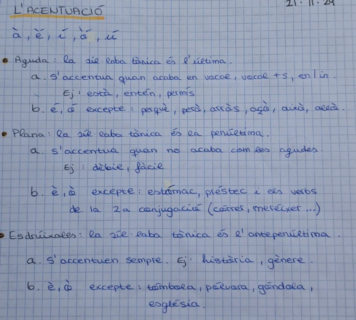 Separació de sél. labes. Diftangs e hiats.
Diftongs - dues vocals que na se separen
Creixent
Decreixen
Ej
qua qua
ai au aqueducte
gue qu