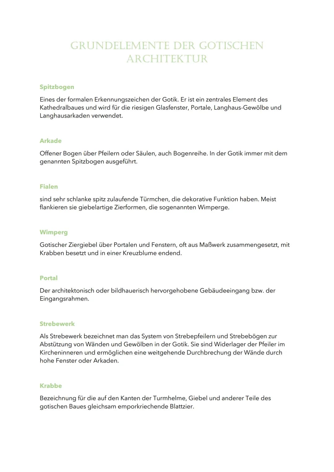 # GRUNDELEMENTE DER GOTISCHEN
ARCHITEKTUR
Spitzbogen
Eines der formalen Erkennungszeichen der Gotik. Er ist ein zentrales Element des
Kath
