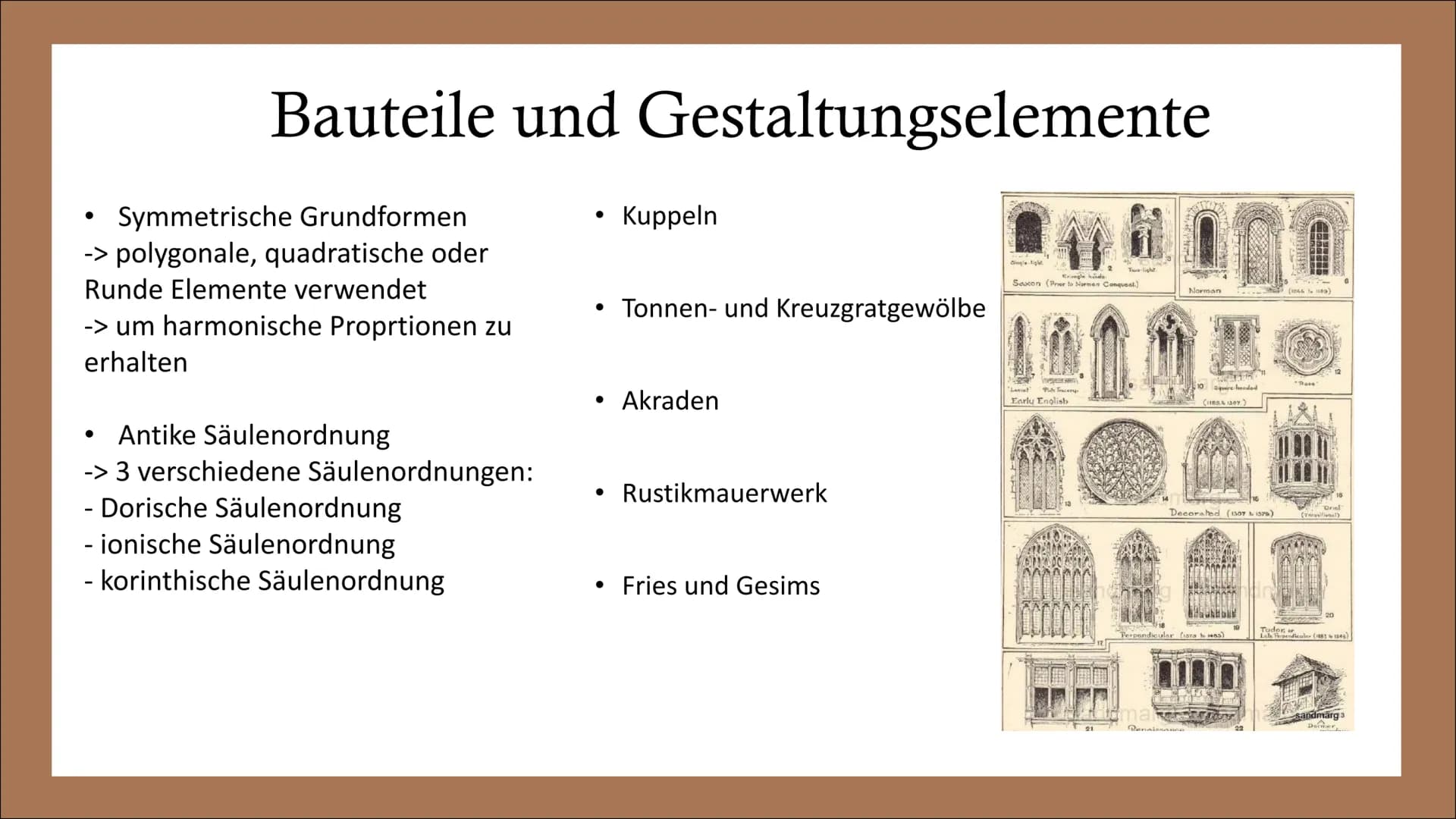 ARCHITEKTUR
DER RENAISSANCE GLIEDERUNG
• Die Architektur der Renaissance
– Allgemeine Informationen zur Architektur
– Merkmale
– Bauteil
