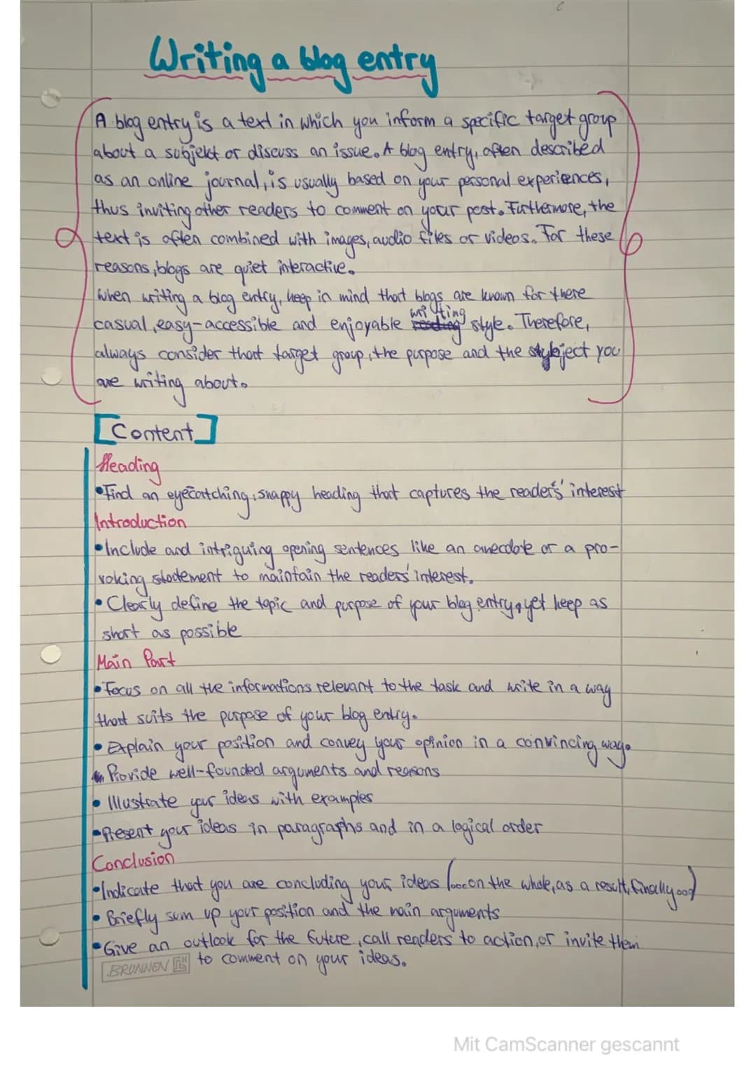 # Writing a blog entry
A blog entry yis is a text in which you inform a specific target group
about a subjekt or discuss an issue. A blog e