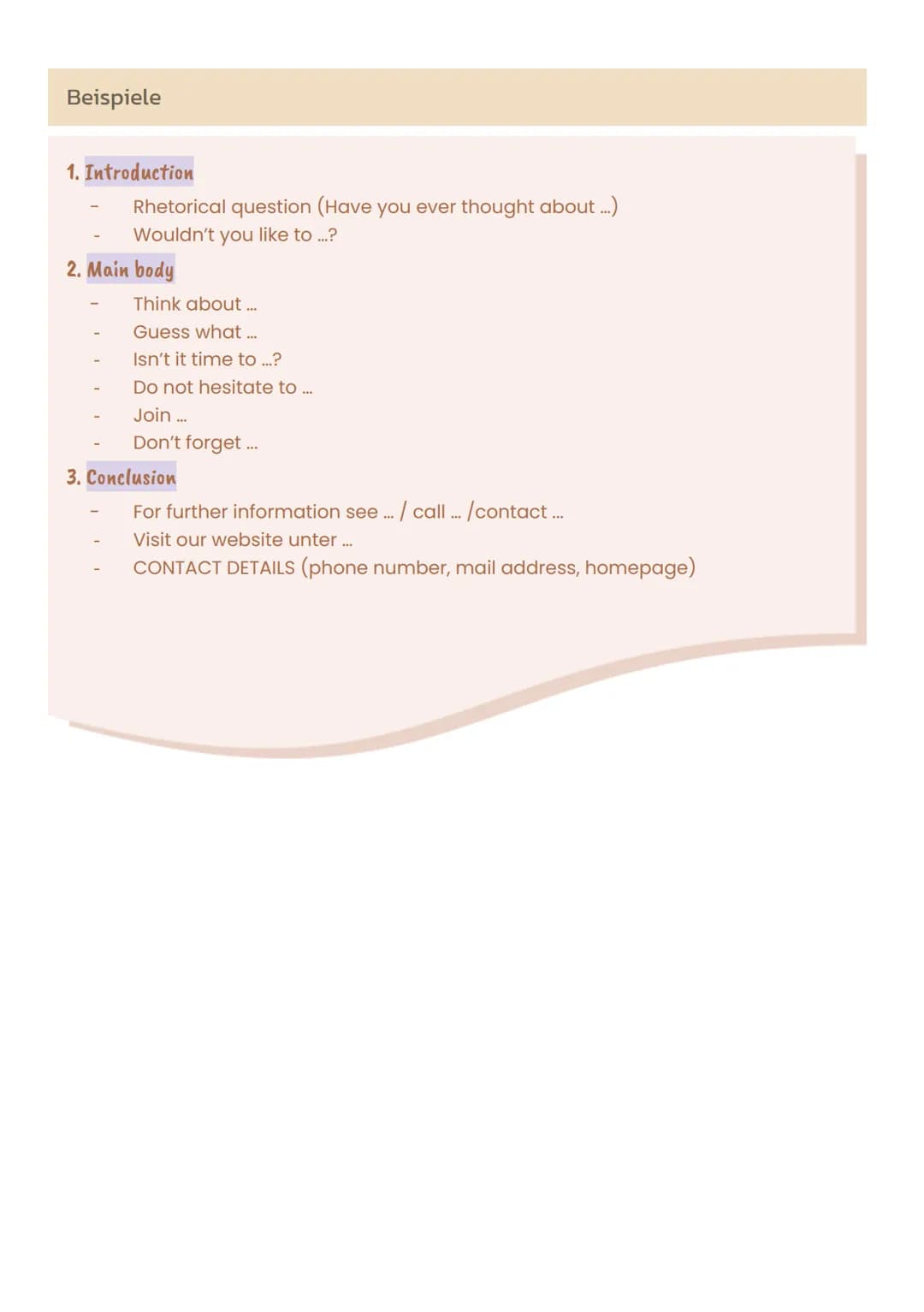 English 21.10.2021
Leaflet
Text types
How to write a leaflet
* Definition
Bewirbt Firmen, Institutionen, Produkte & Dienstleistung
0 Soll