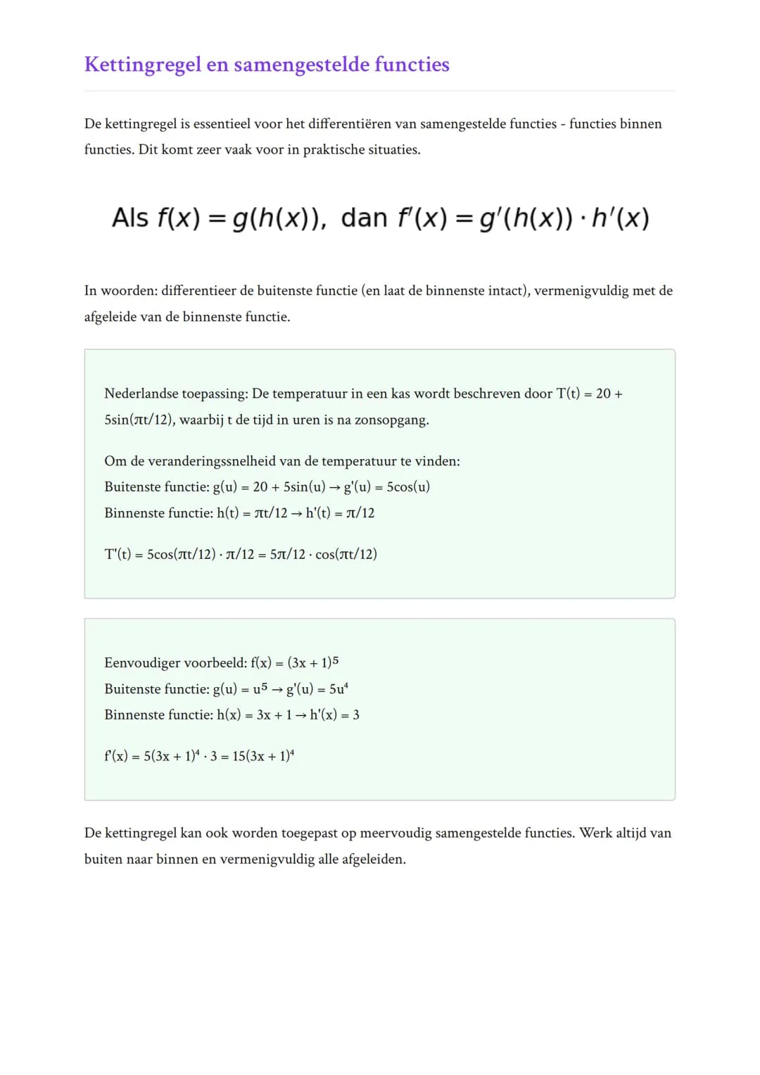 Differentiëren en Toepassingen:
Basisregels van differentiëren
Leer de fundamentele regels voor het differentiëren van functies
Wiskunde B •