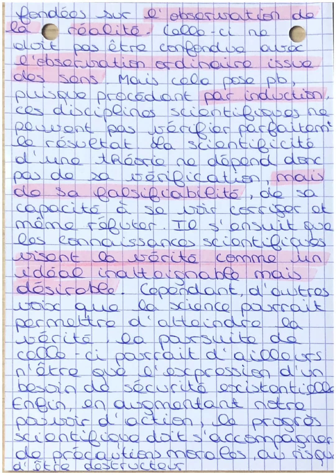 # Lo science
A
- synonyme de connaissance, la
science désigne ajd certains.
domaines du savas qui se
distinguent par laut excactitude
et leu