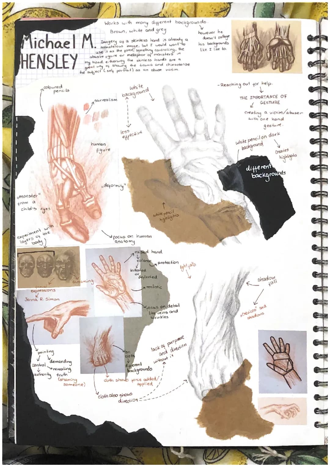 # Michael M.
HENSLEY
cobured
pencils
Works with many different backgroundo
Brown, white and grey
Imagery of a skinless hand is already a