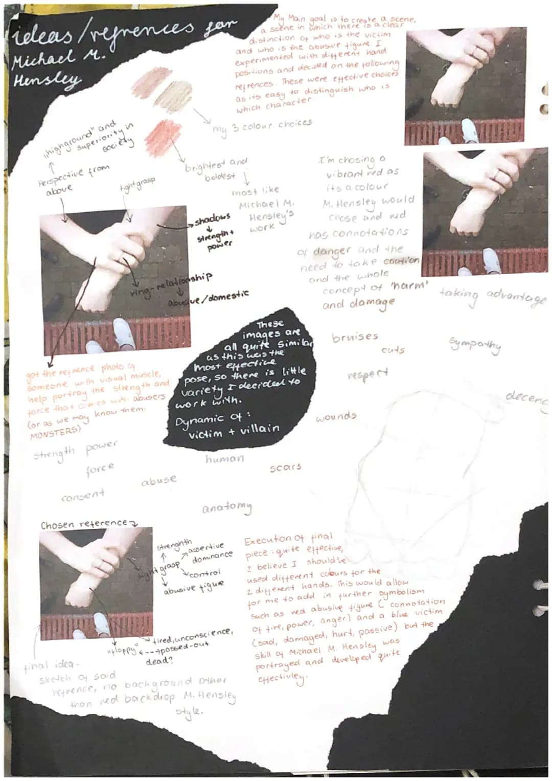 # Michael M.
HENSLEY
cobured
pencils
Works with many different backgroundo
Brown, white and grey
Imagery of a skinless hand is already a