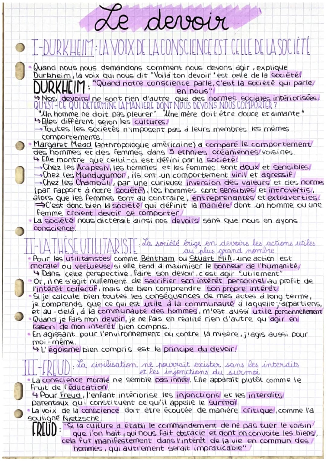 # Le devoir
• I-DURKHEIM: LA VOIX DE LA CONSCIENCE EST CELLE DE LA SOCIÉTÉ
0 Quand nous nous demandons comment nous devons agir, explique