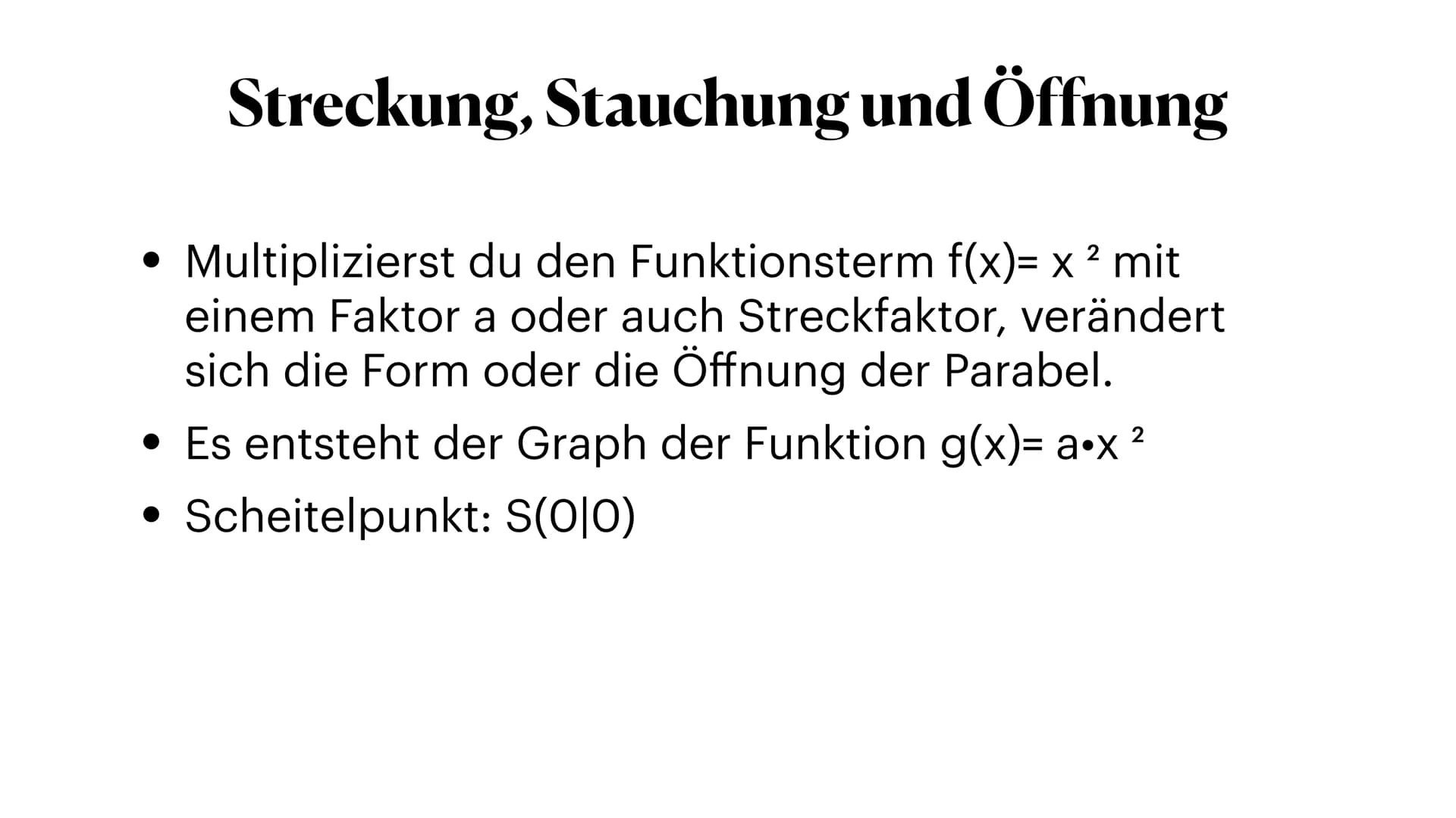 -6
4
y
3
g
i
2
h
f
k
1
Parabeln
-5 verschieben, Stauchen und strecken 5
-1
-2
-3
X
6 # Normalparabel
• Die Formel für die Normalparabel
is