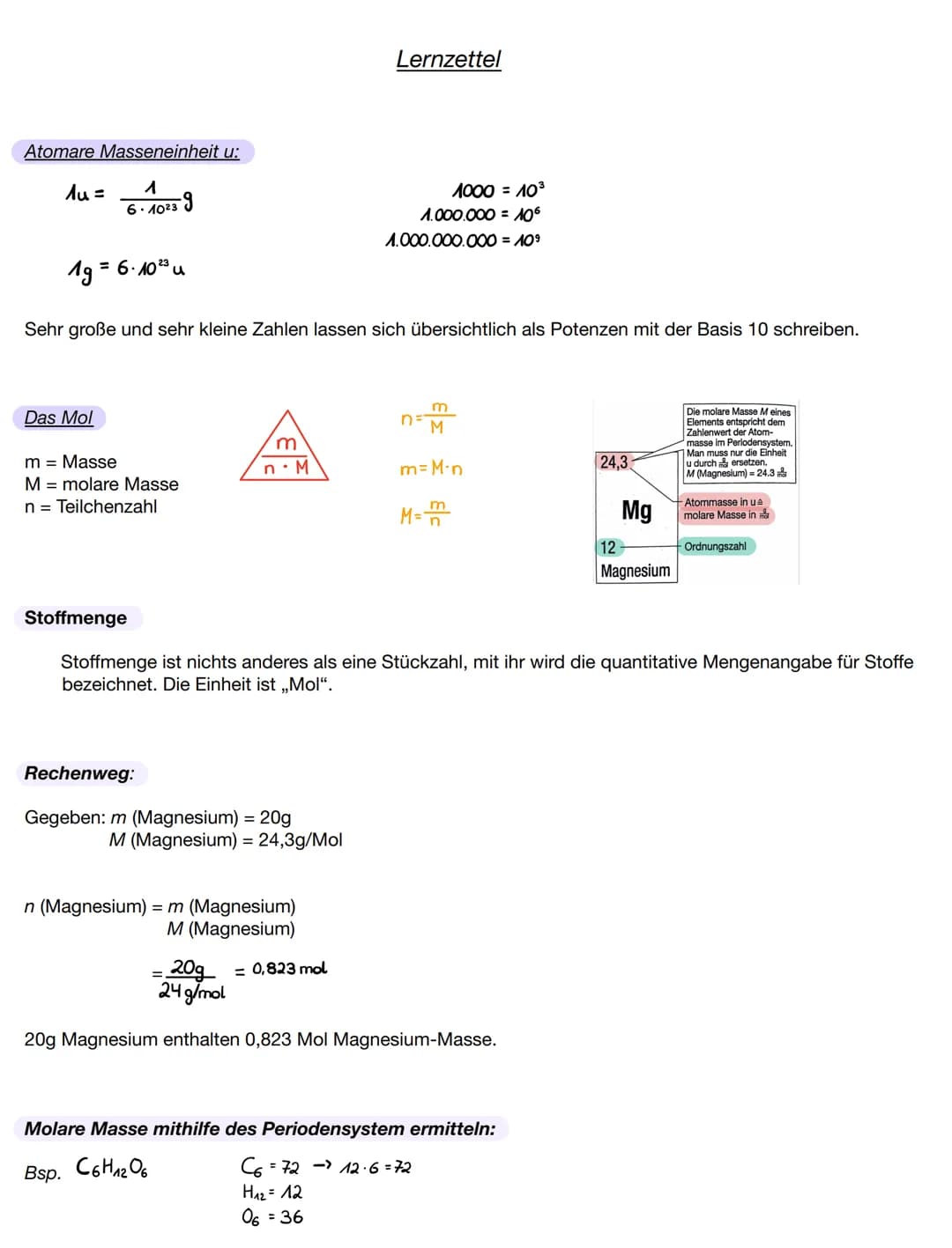 # Lernzettel
Atomare Masseneinheit u:
$Au = \frac{1}{6 \cdot 10^{23}} 9$
$1000 = 10^3$
$1.000.000 = 10^6$
$1.000.000.000 = 10^9$
$1g =