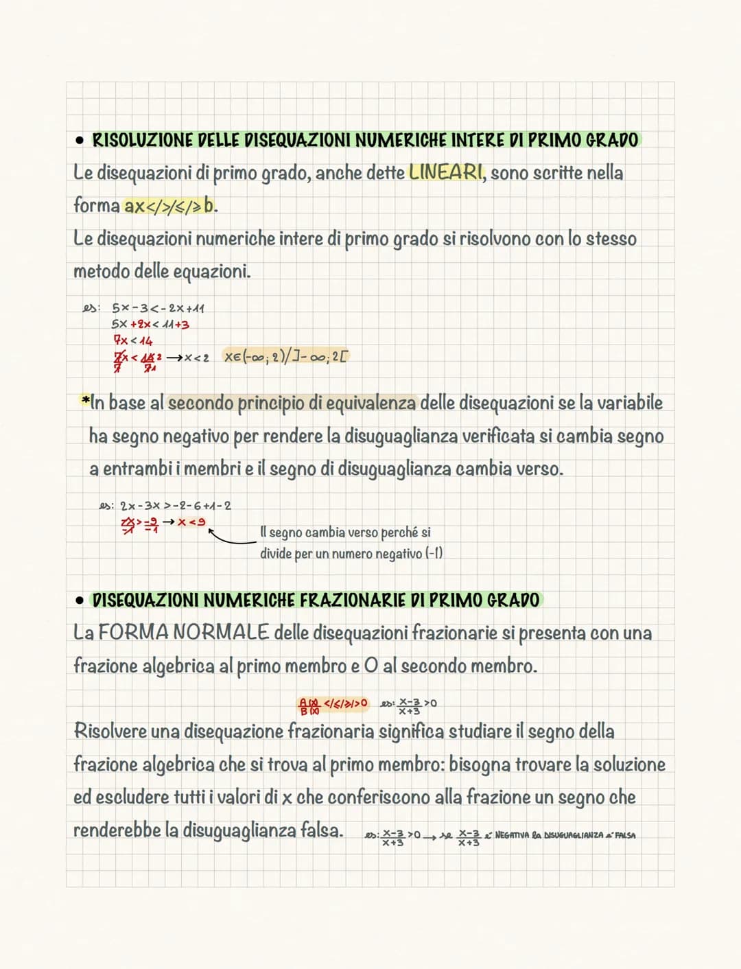 # Le disequazioni
Una disequazione è una disuguaglianza tra 2 espressioni algebriche che
contengono almeno un'incognita.
Risolvere una dis