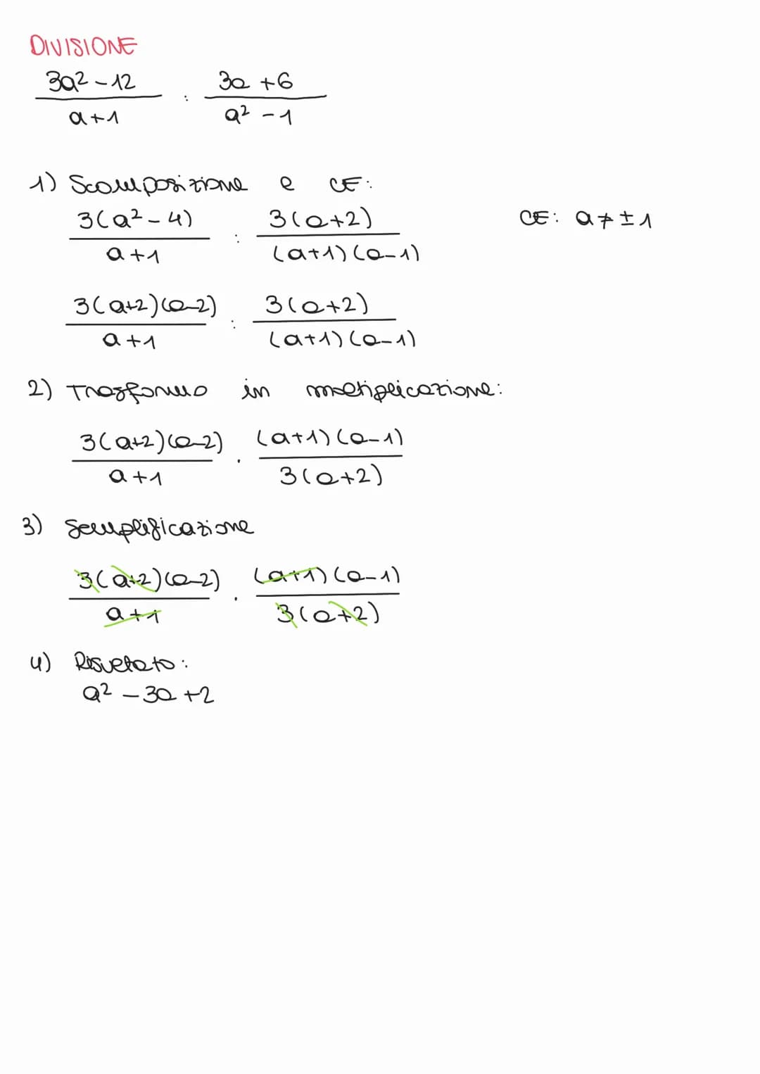 # FRAZIONI ALGEBRICHE
Ripasso: SCOMPOSIZIONE POLUNOMI
1) RACCOGUMENTO TOTALE:
2) RACCOGUMENTO PARZIALE:
3) SOMNA per DIFFERENZA:
4) QUADRATO