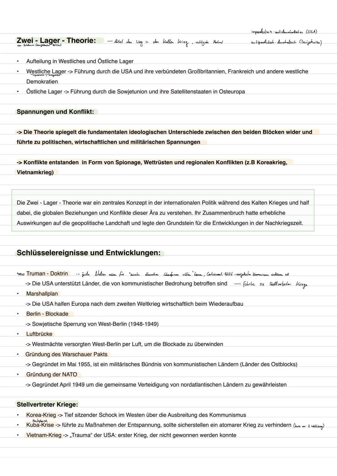 # Der Kalte Krieg (1946147)
# Themen:
> Definition
> Ursachen
> Tabelle USA und UdSSR
> „Zwei-Lager-Theorie"
> Schlüsselereignisse und Entw