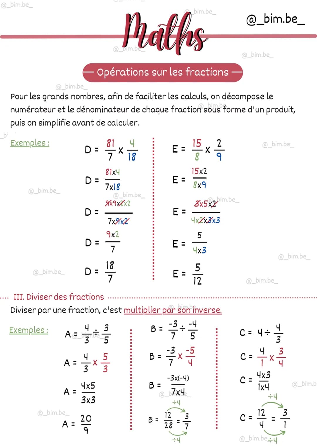 @_bim.be_
@_bim.be_
bim.be_
@_bim.be_
# Maths
@_Dim.be
- Opérations sur les fractions -
... I. Ajouter et soustraire des fractions ...
Pou