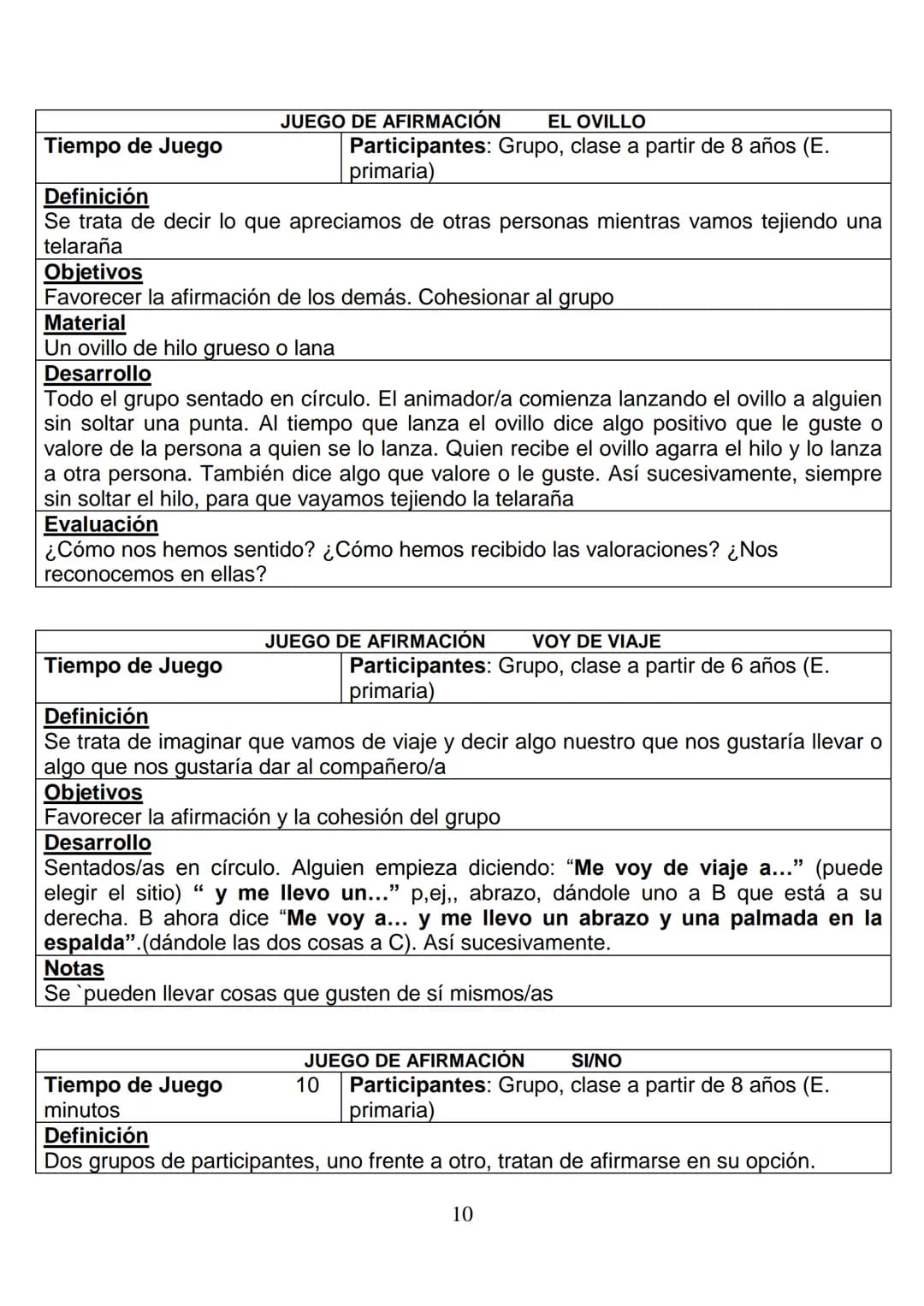 11. TIPOS Y CLASES DE JUEGOS. EXPLICACIONES PRÁCTICAS.
Seguidamente y antes de pasar a enumerar los juegos que hemos
considerado como funda