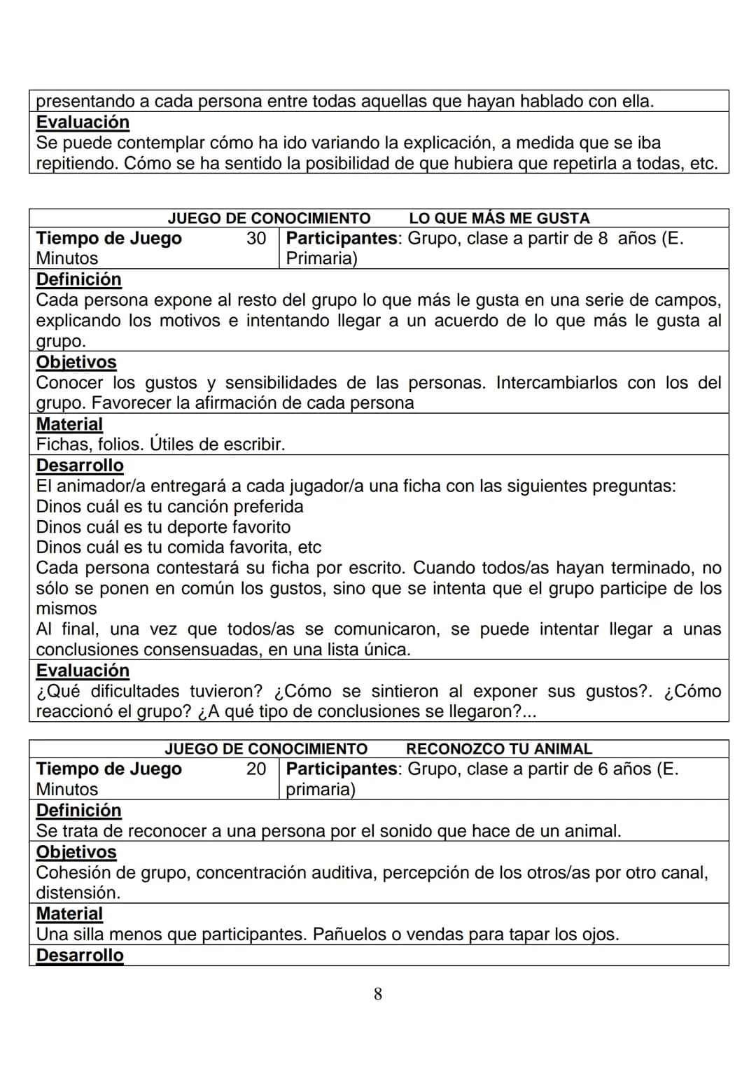 11. TIPOS Y CLASES DE JUEGOS. EXPLICACIONES PRÁCTICAS.
Seguidamente y antes de pasar a enumerar los juegos que hemos
considerado como funda