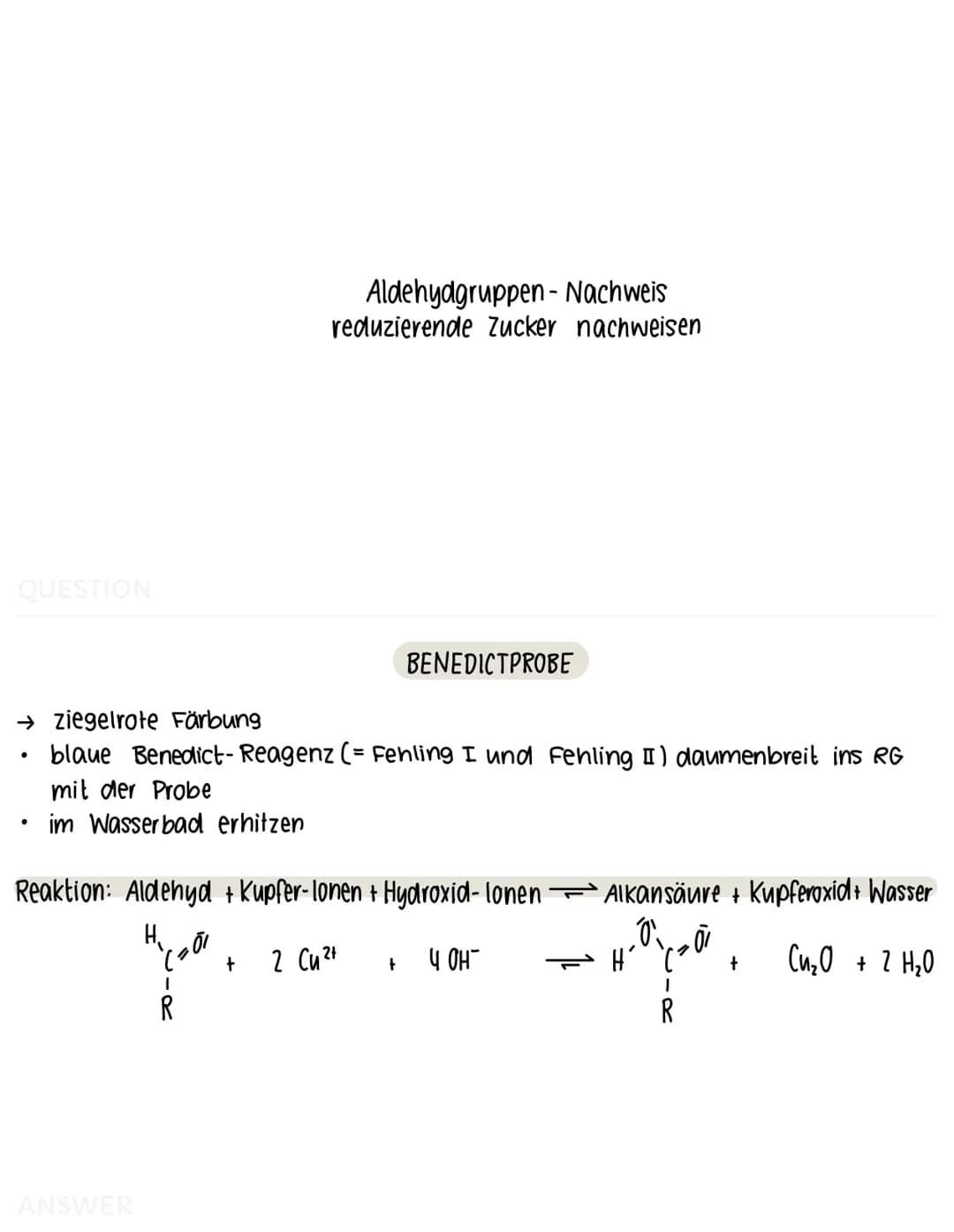 QUESTION
Sauerstoff-Nachweis
GLIMMSPAHNPROBE
→ aufleuchten oder aufflammen
- ein glimmender Holzspahn wird in entstandenes Gas gehalten