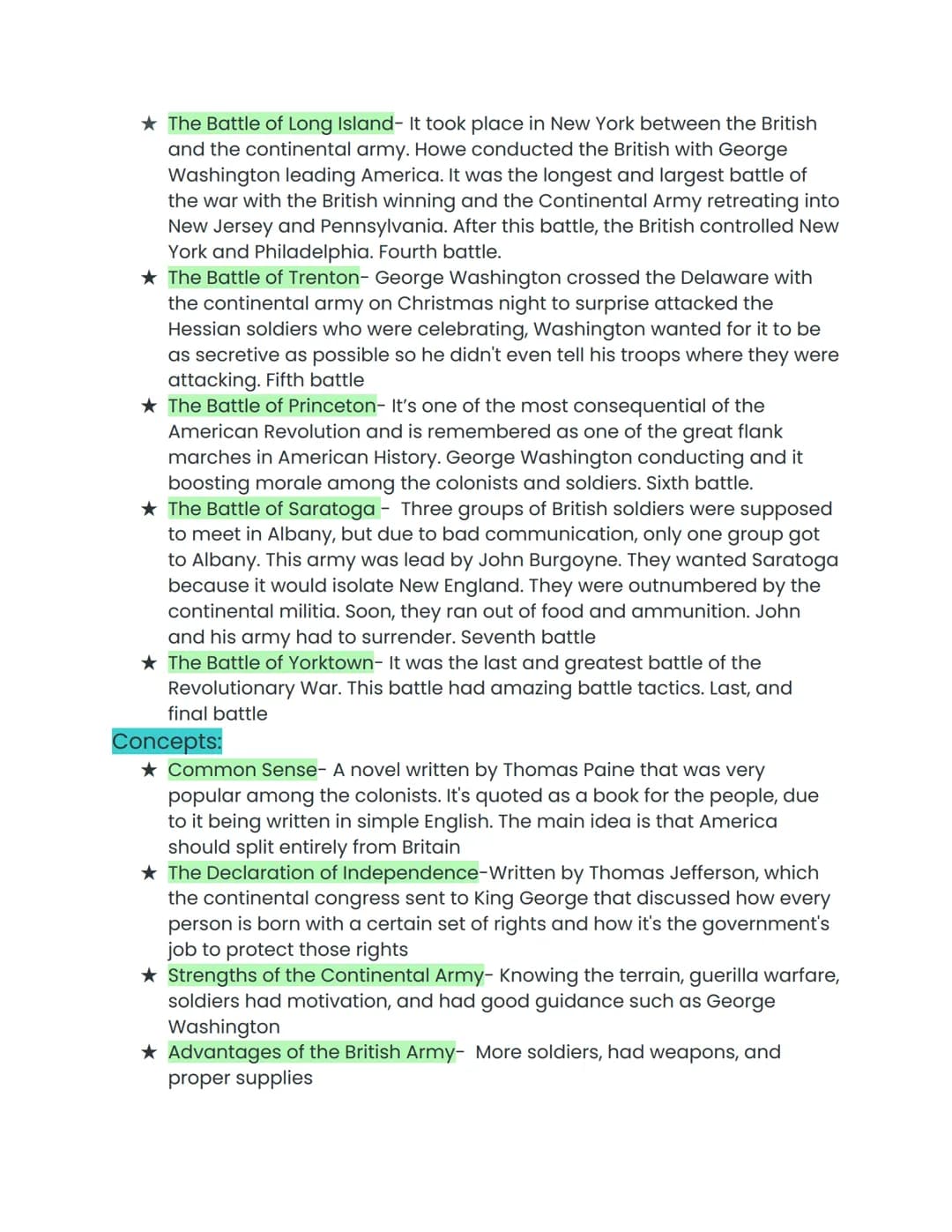 # American Revolution Test Study Guide
## People:
* Paul Revere- He warned the citizens of Lexington that the British were coming to Concor