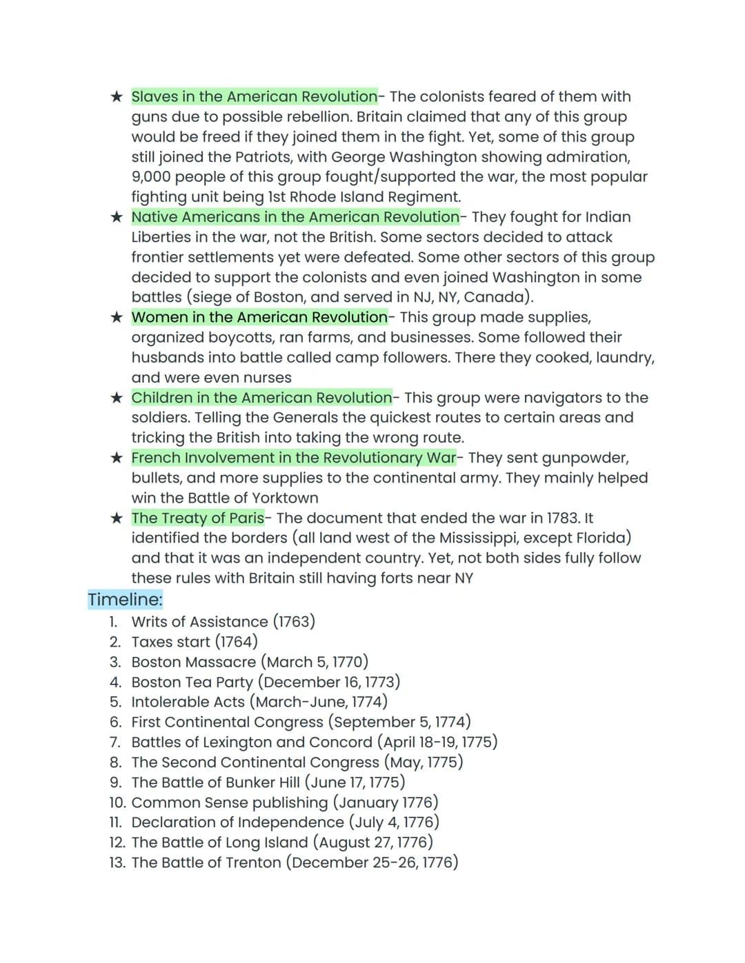 # American Revolution Test Study Guide
## People:
* Paul Revere- He warned the citizens of Lexington that the British were coming to Concor