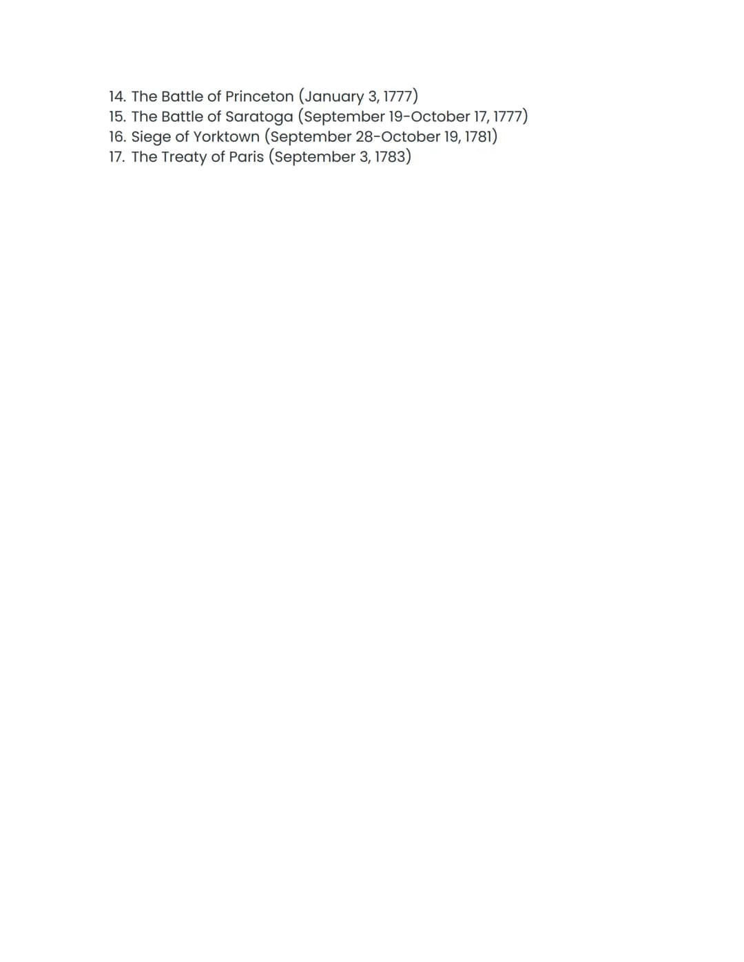 # American Revolution Test Study Guide
## People:
* Paul Revere- He warned the citizens of Lexington that the British were coming to Concor