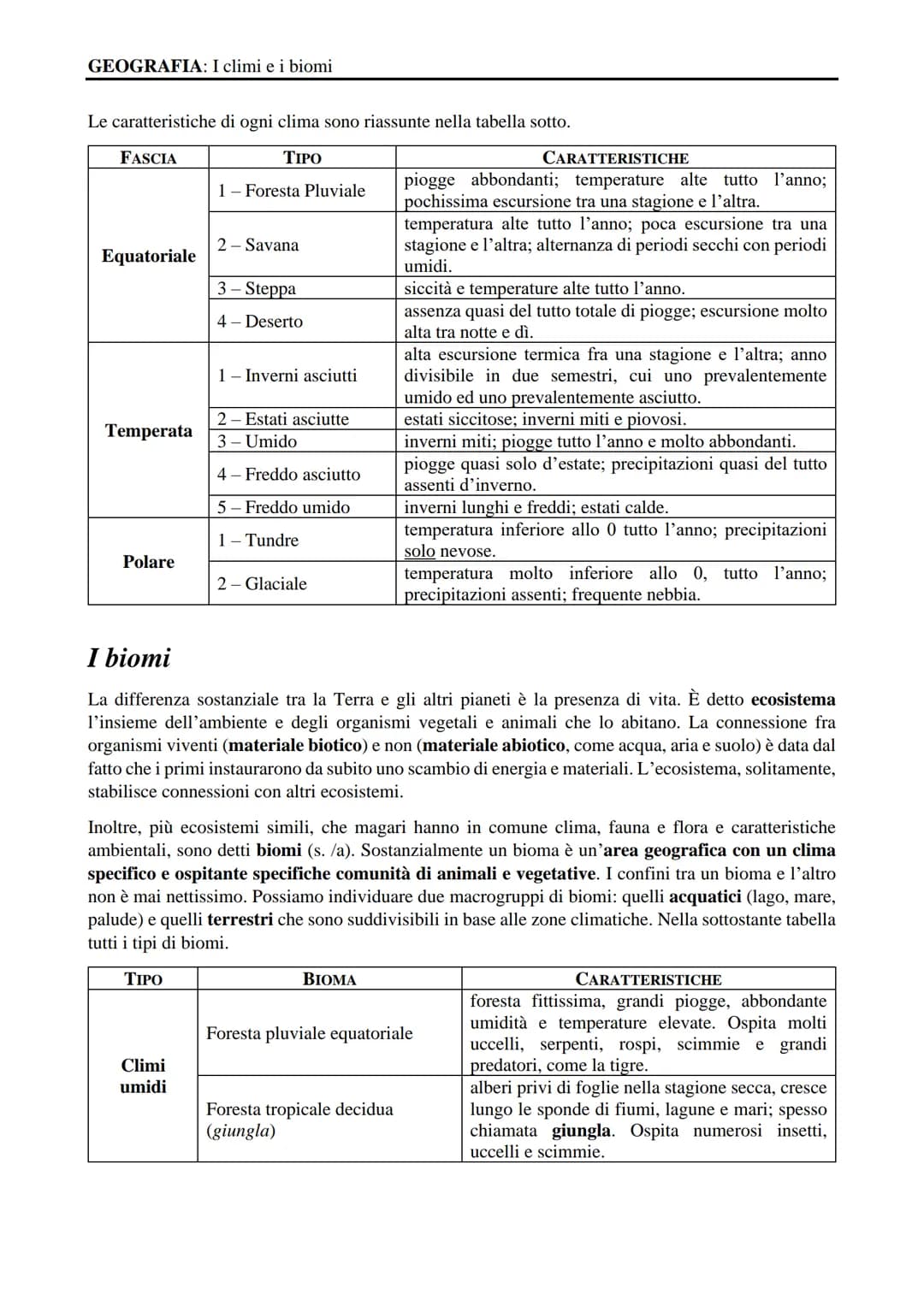 GEOGRAFIA
I biomi e il clima
Rif. pp. 352 - 357
Flavio Fortuna
APPUNTI SUL CORSO # GEOGRAFIA: I climi e i biomi
## Il tempo e il clima